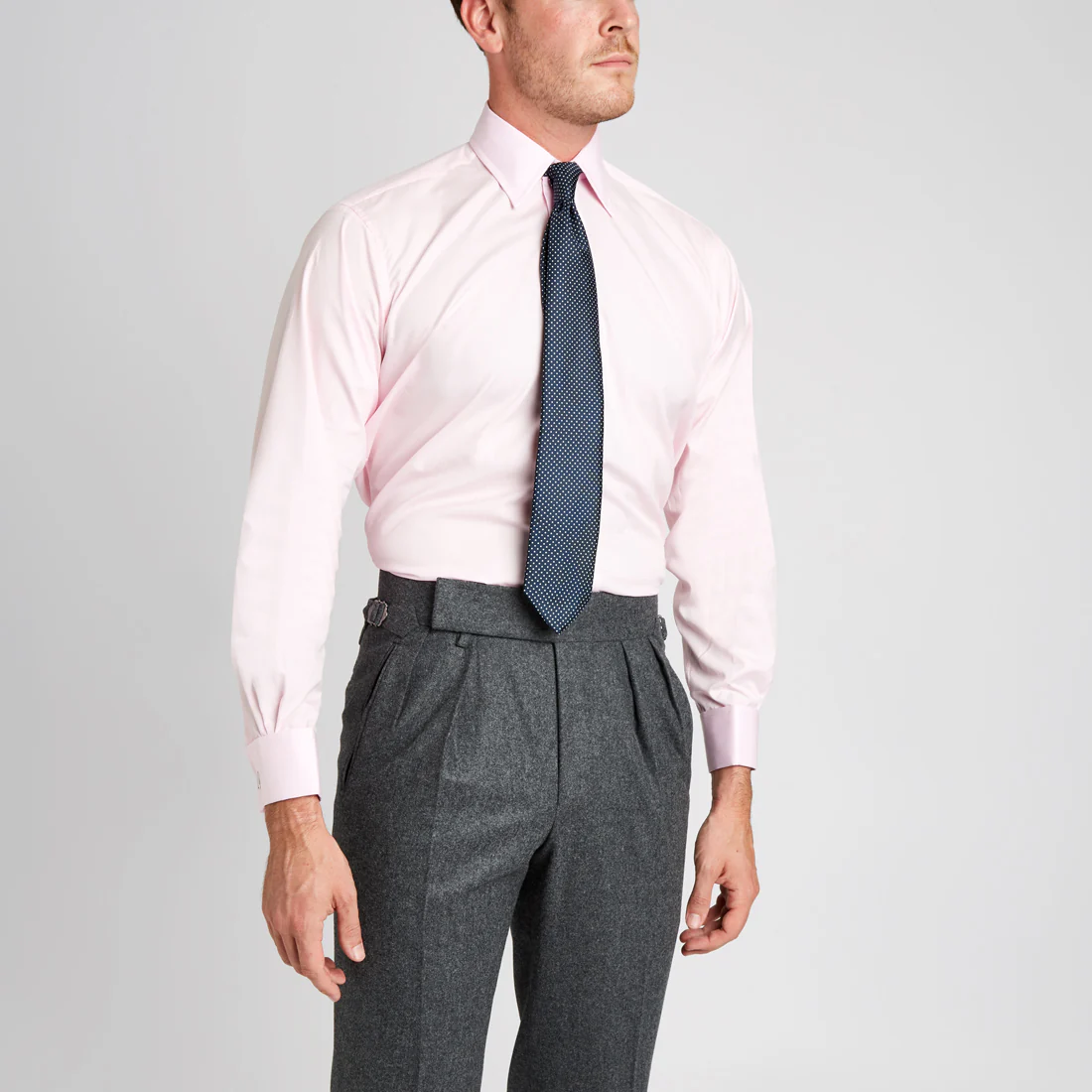 Classic Fit Plain Soyella Double Cuff Shirt in Pink - Image 7