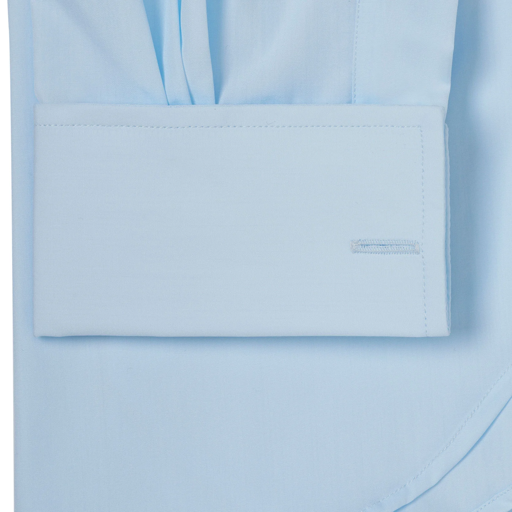 Classic Fit Plain Soyella Double Cuff Shirt in Sky Blue - Image 3