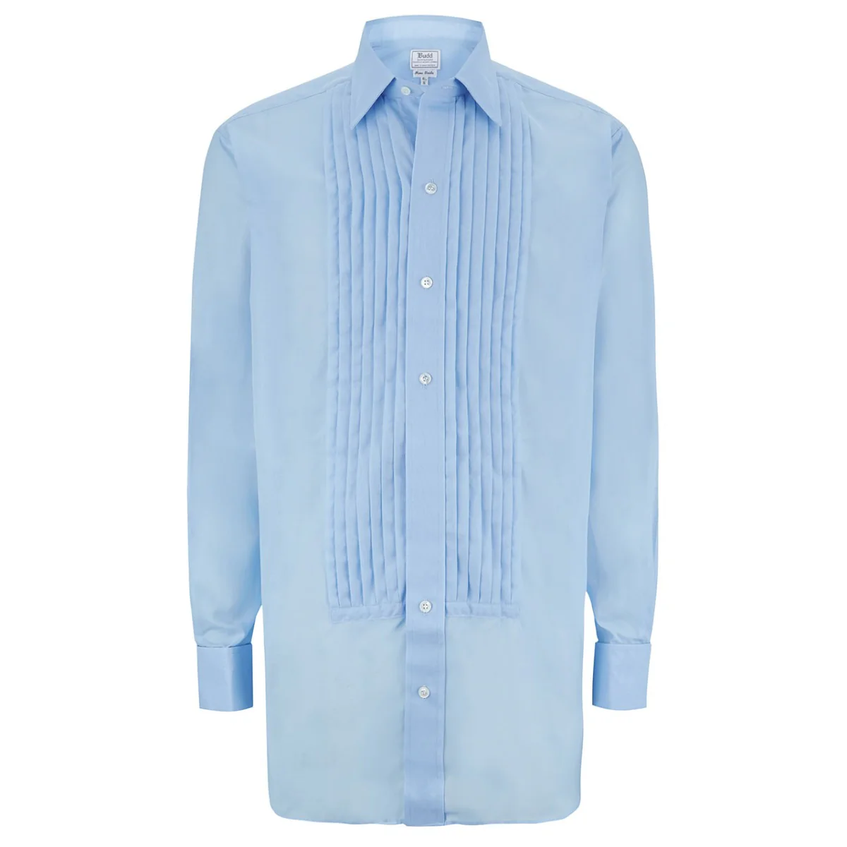Classic Fit Pleated Voile Double Cuff Dress Shirt in Blue - Image 2