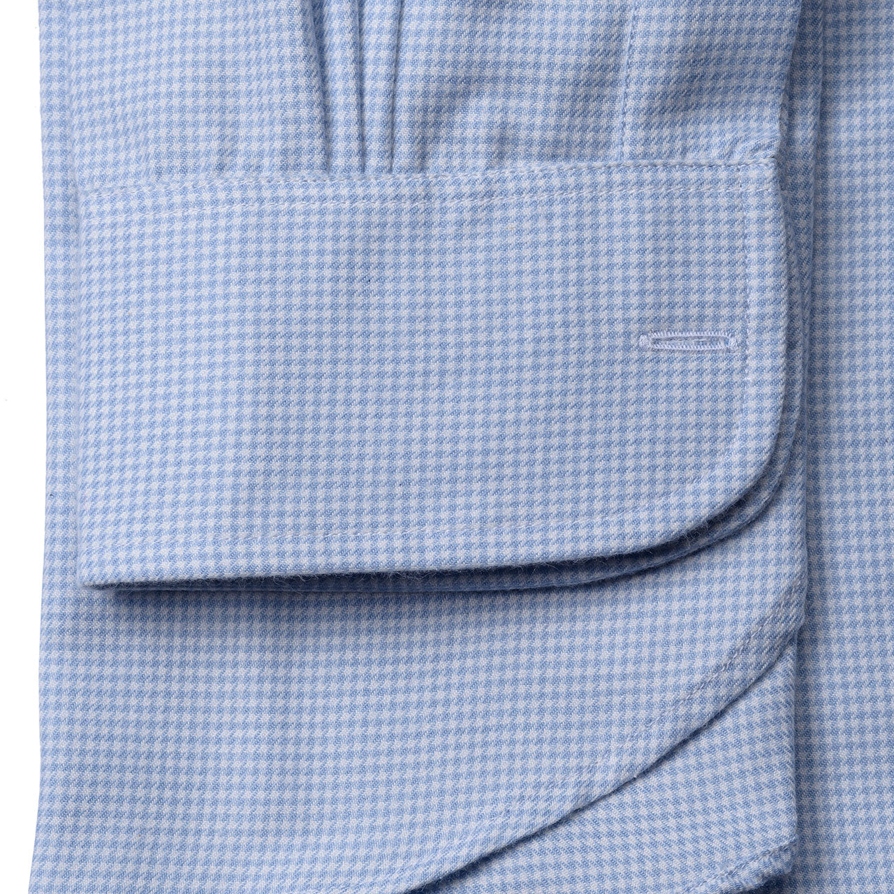 Classic Fit Puppytooth Cotton and Cashmere Shirt in Sky Blue - Image 4