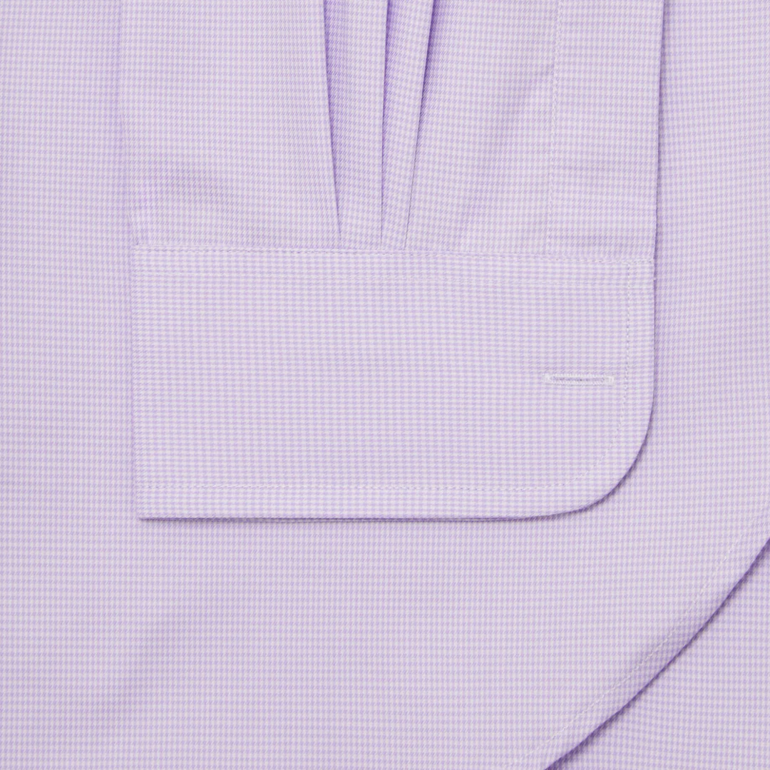 Classic Fit Puppytooth Fine Twill Button Cuff Shirt in Lilac - Image 3