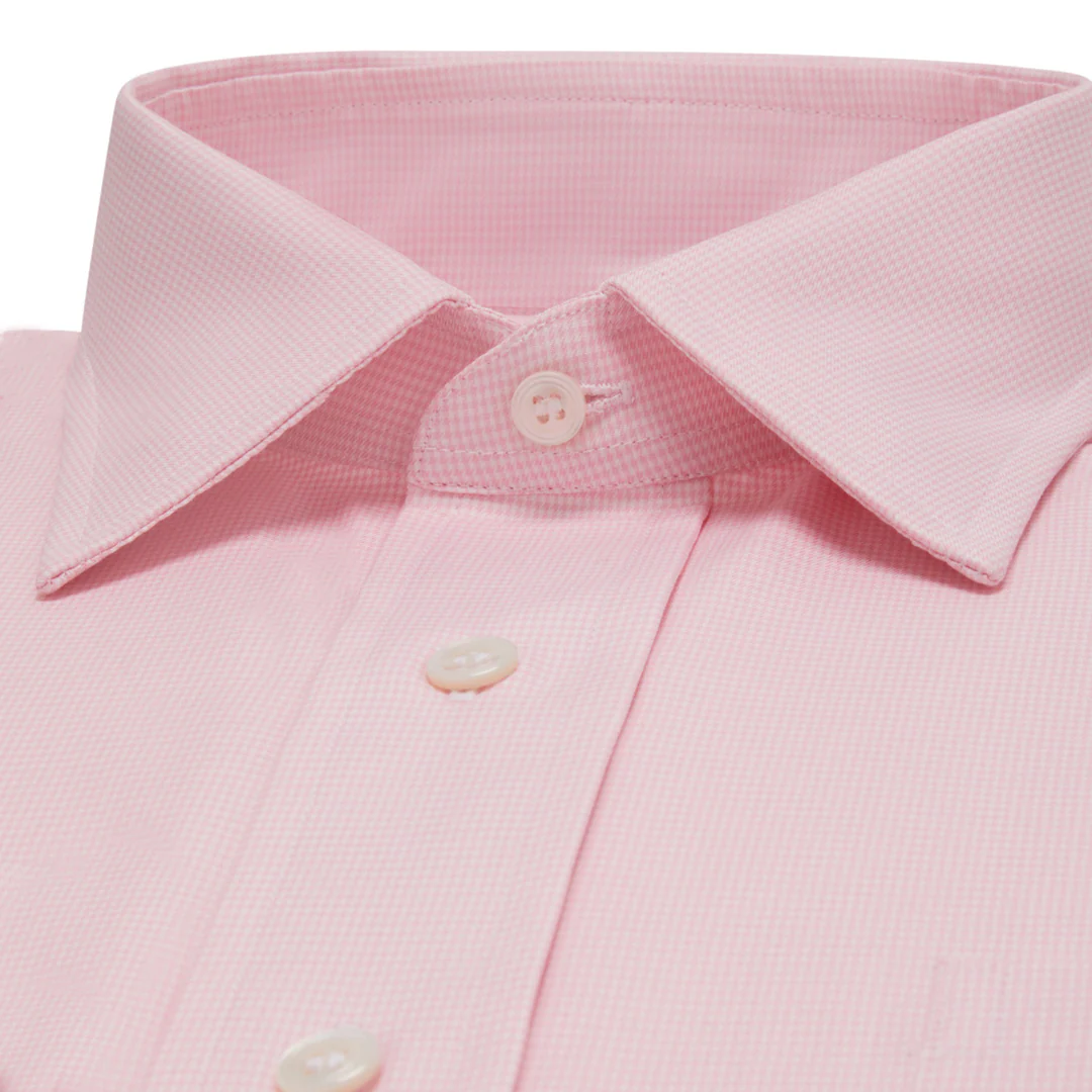 Classic Fit Puppytooth Fine Twill Button Cuff Shirt in Pink - Image 2