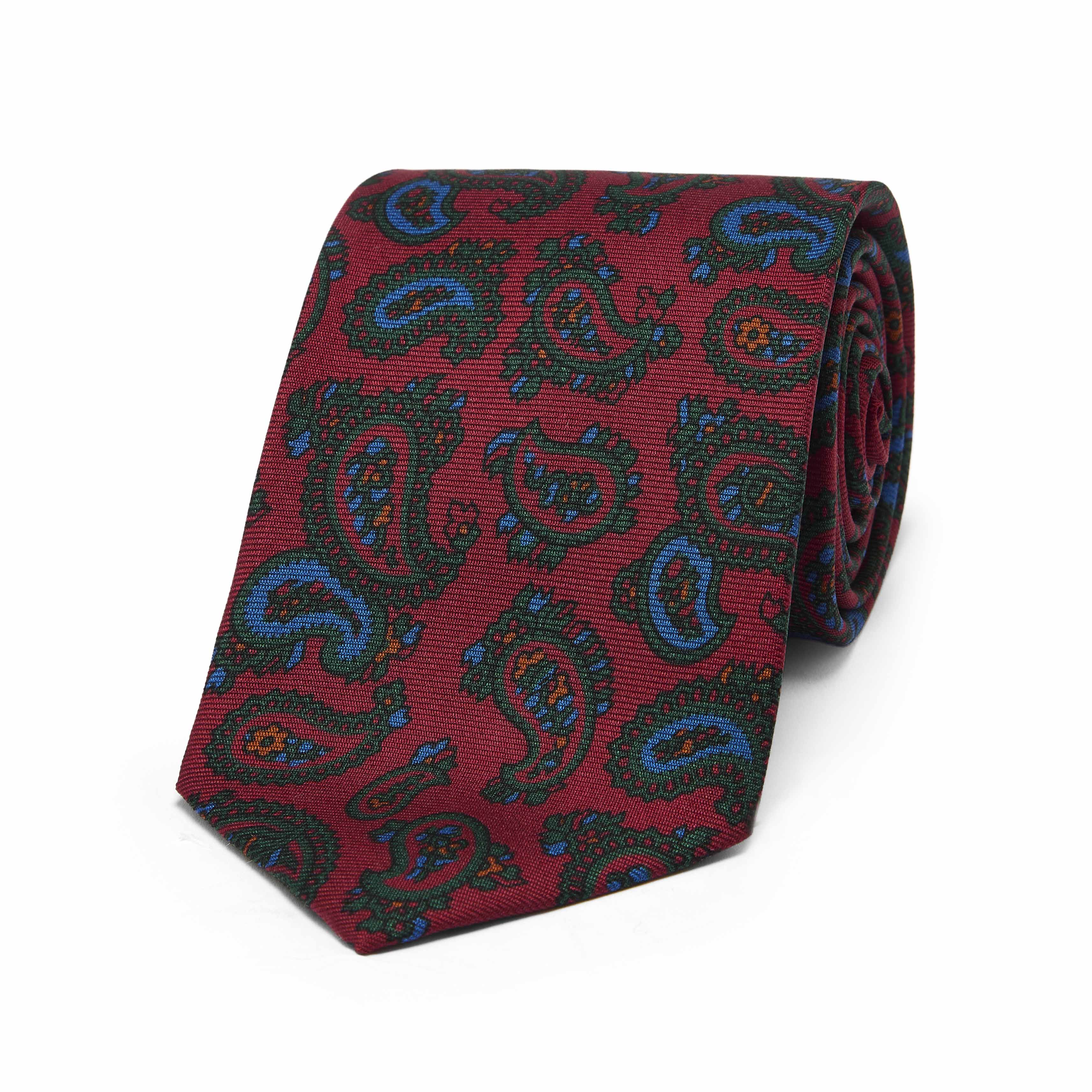 Classic Paisley Motif Madder Silk Tie in Red