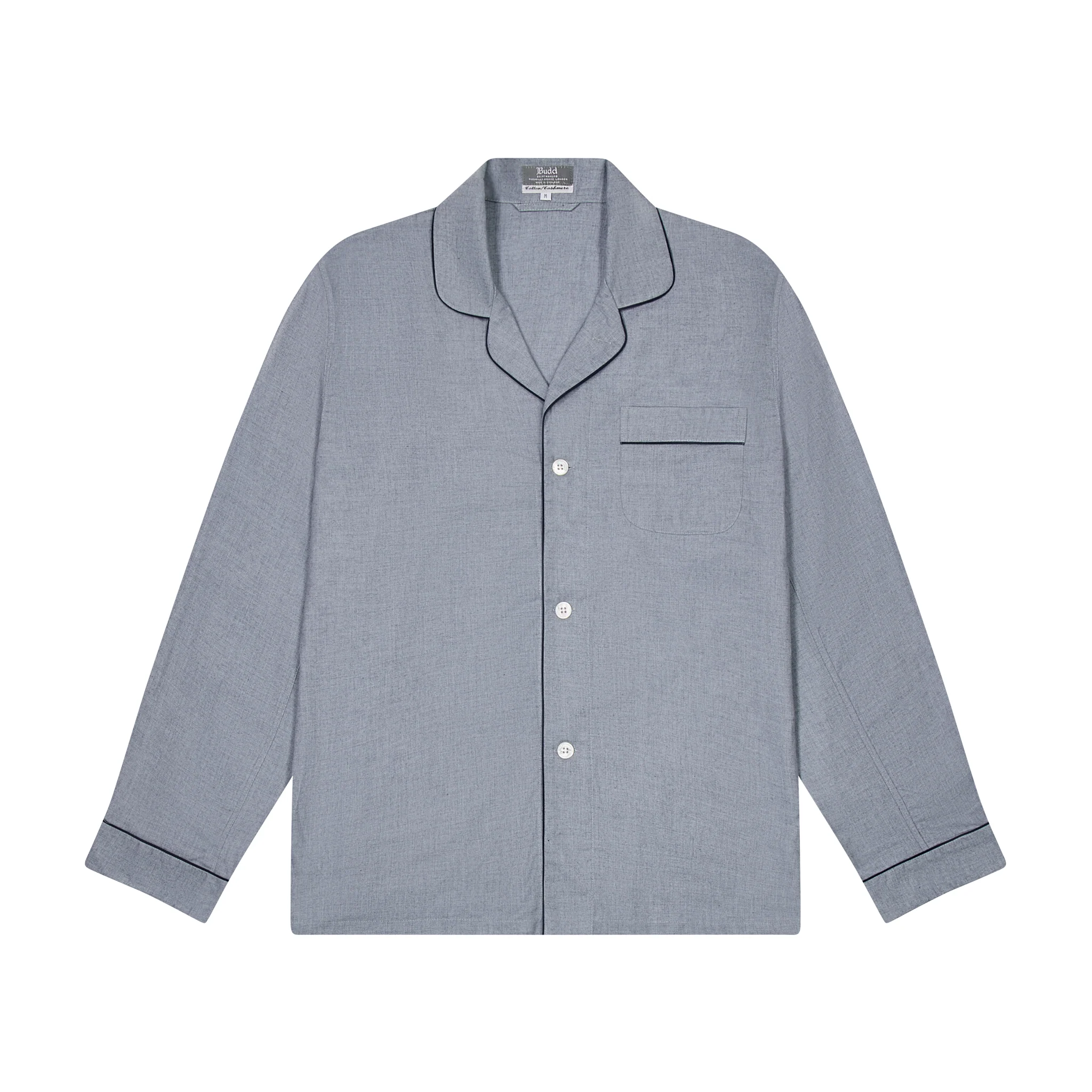 Cotton and Cashmere Classic Pyjamas in Denim and Navy - Image 3