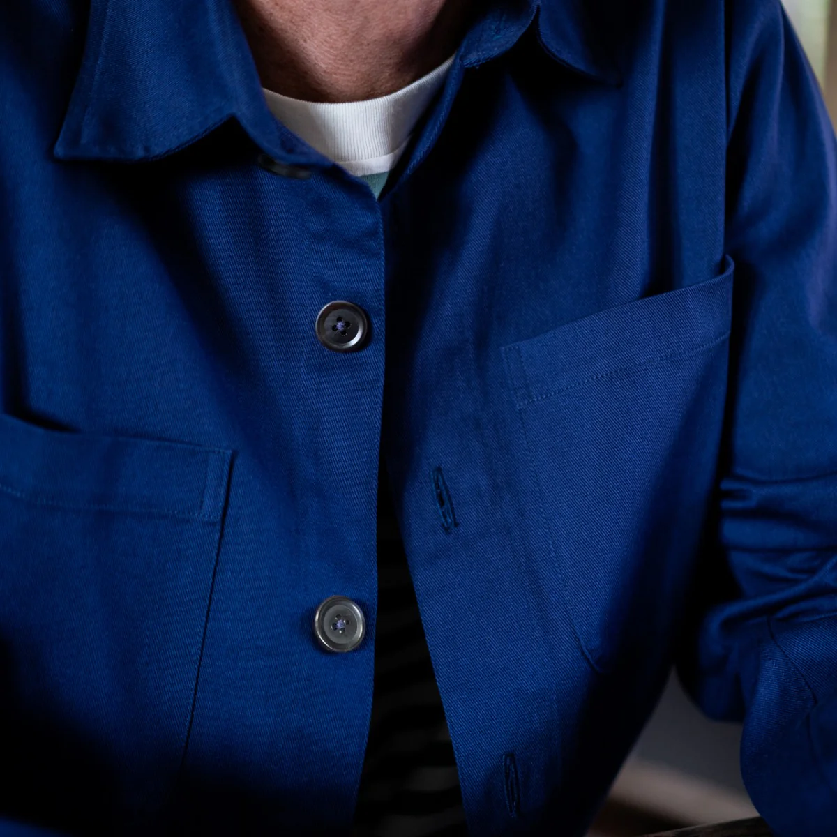 Cotton Twill Chore Jacket in Marine Blue - Image 4