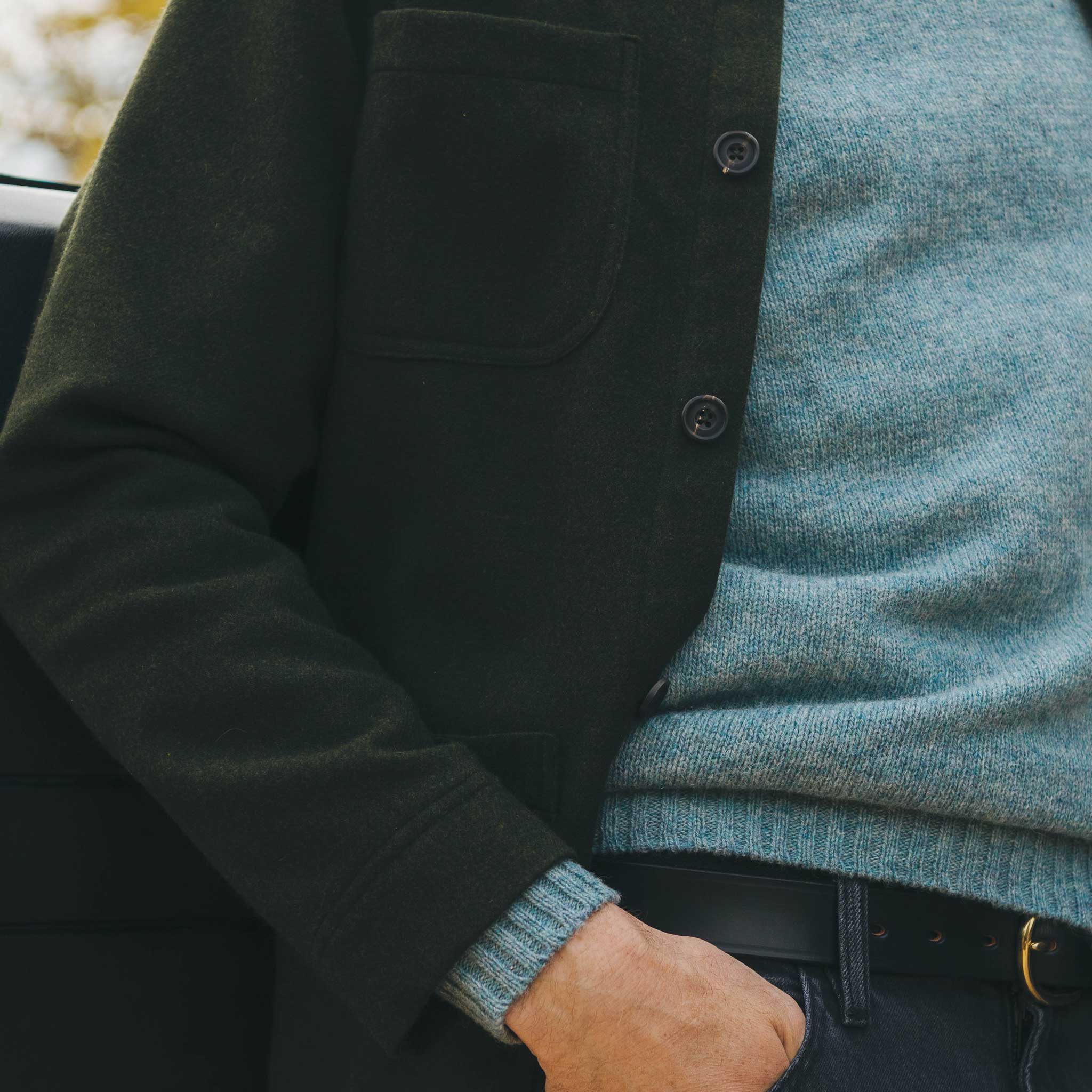 English Wool Flannel Chore Jacket in Loden Green - Image 4