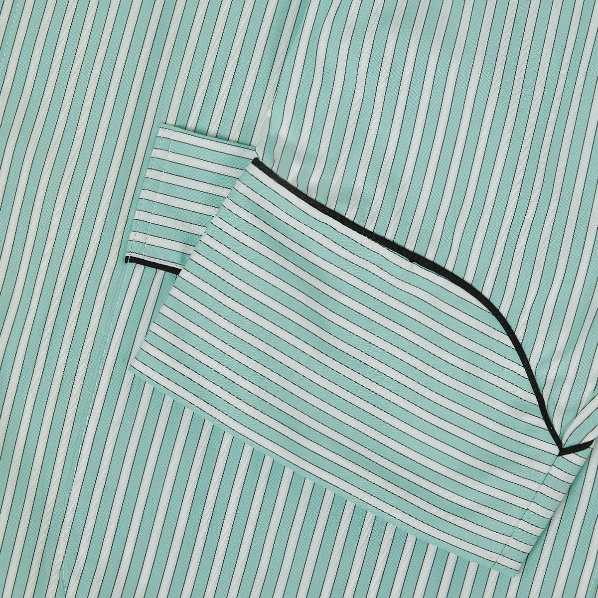 Exclusive Budd Stripe Cotton Dressing Gown in Mint - Image 3