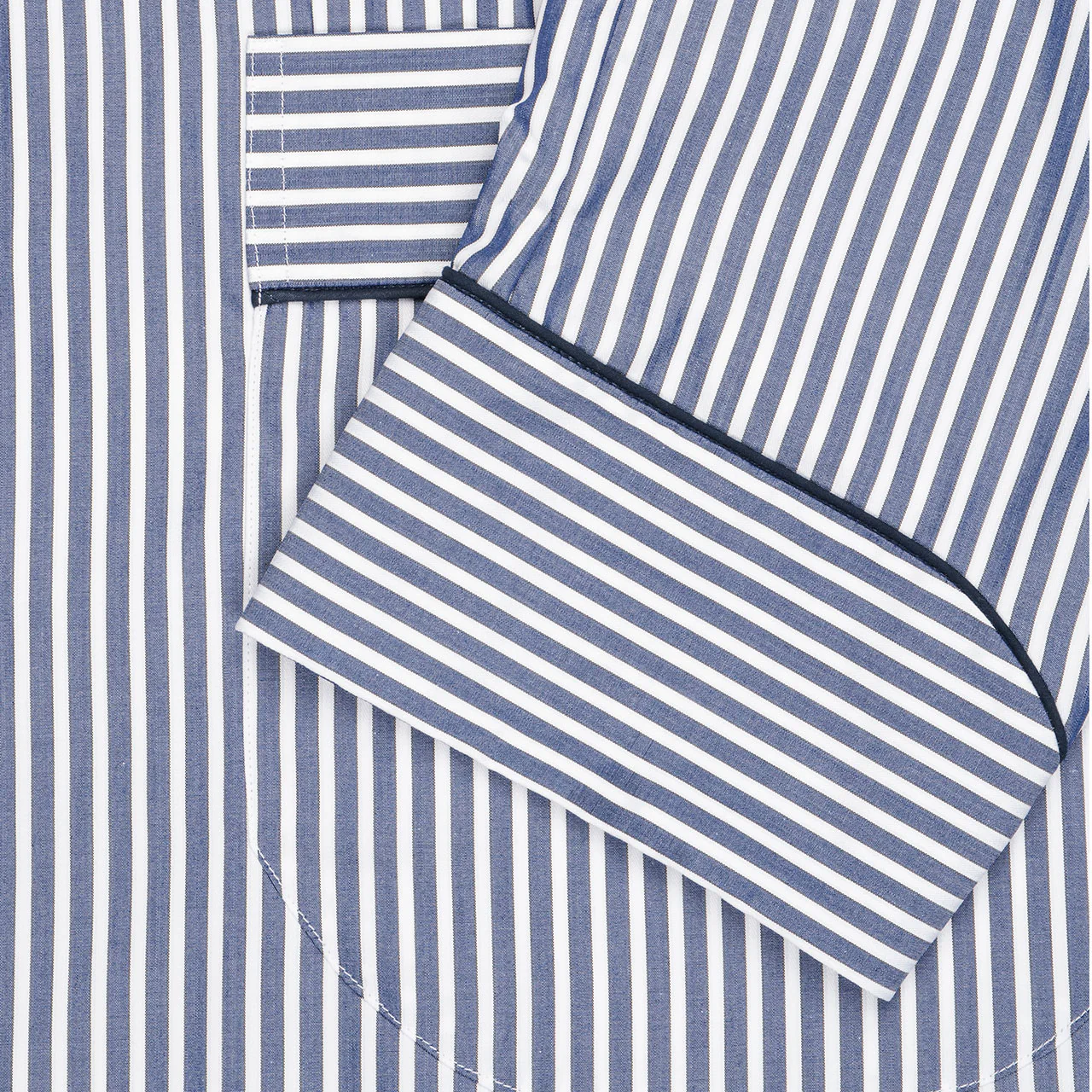 Exclusive Budd Stripe Cotton Dressing Gown in Navy - Image 4