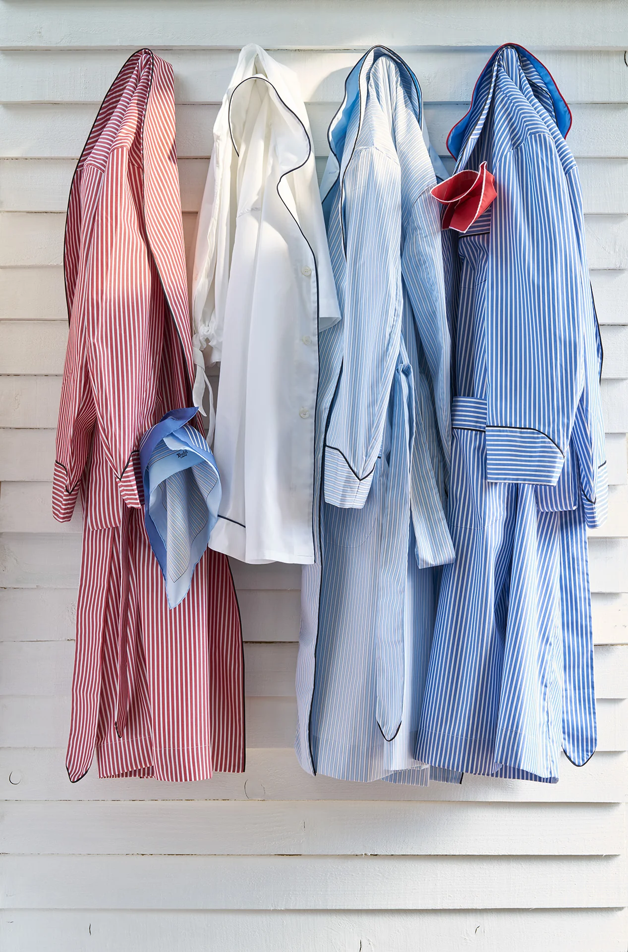 Exclusive Budd Stripe Cotton Dressing Gown in Navy - Image 5