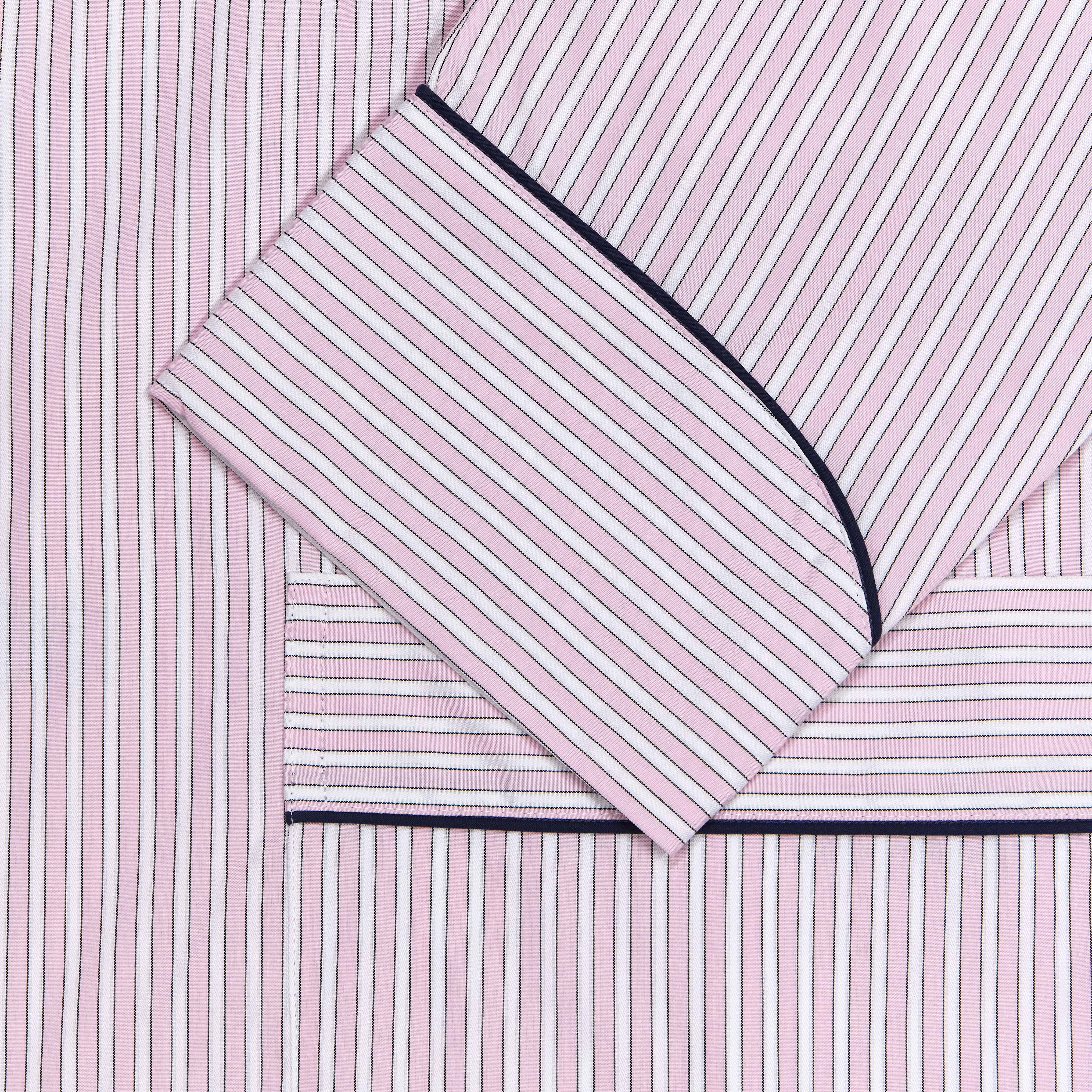 Exclusive Budd Stripe Cotton Dressing Gown in Pink - Image 3