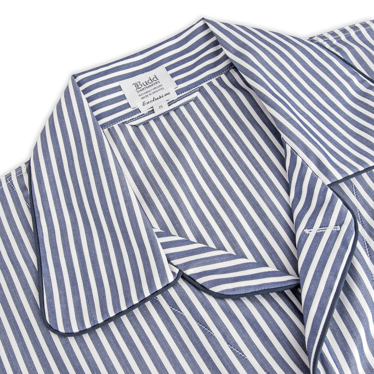 Exclusive Budd Stripe Cotton Nightshirt in Navy - Image 4