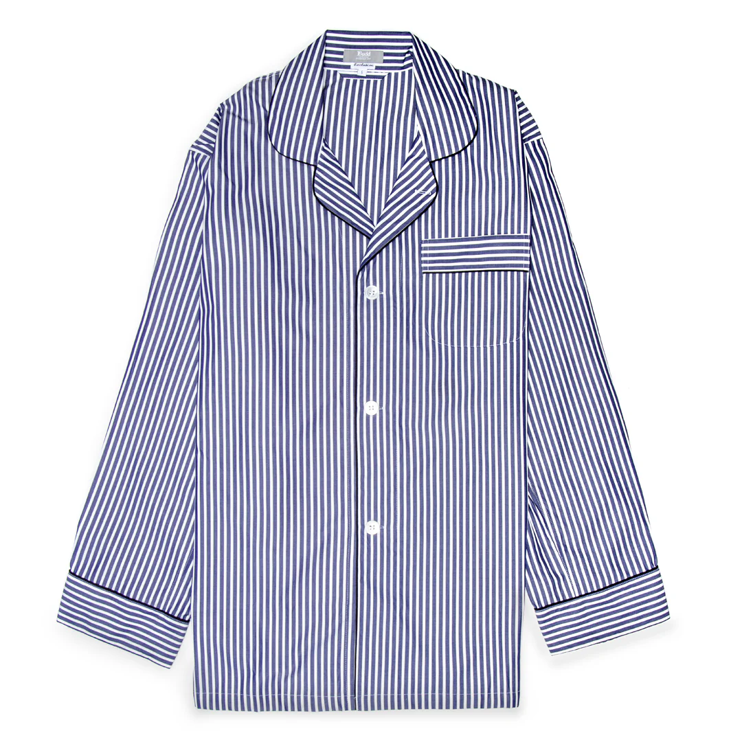 Exclusive Budd Stripe Pyjamas in Navy - Image 2