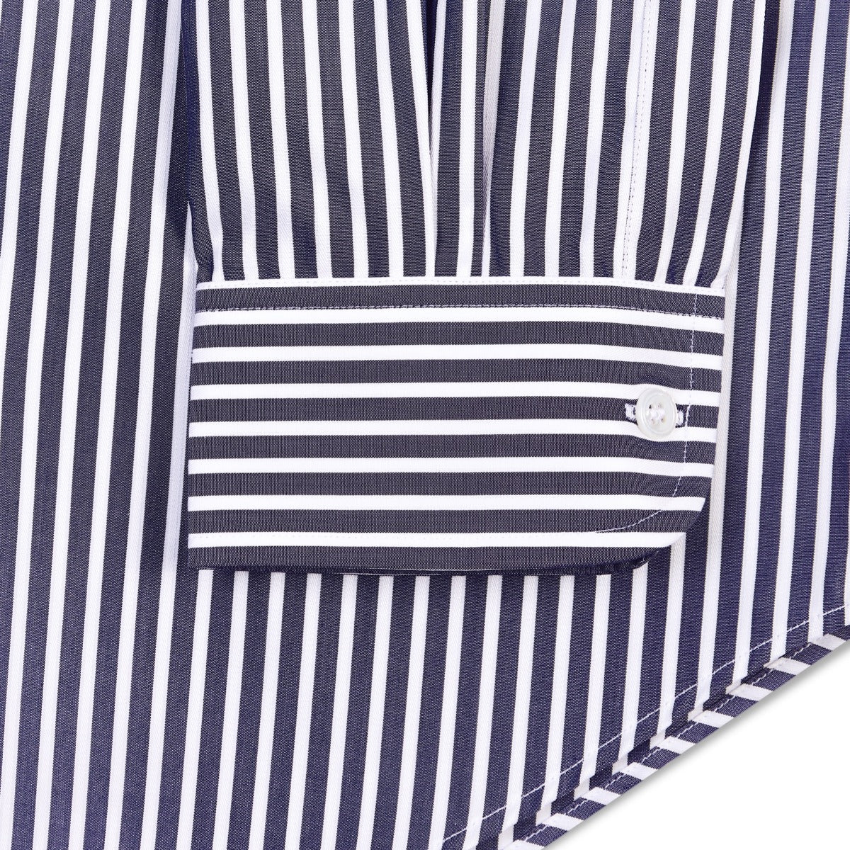Exclusive Budd Stripe Tailored Fit Shirt in Navy - Image 3