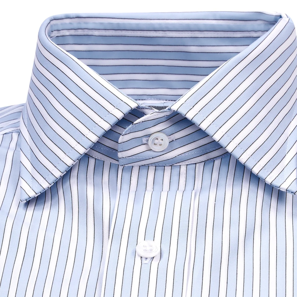 Exclusive Budd Stripe Tailored Fit Shirt in Sky Blue - Image 4