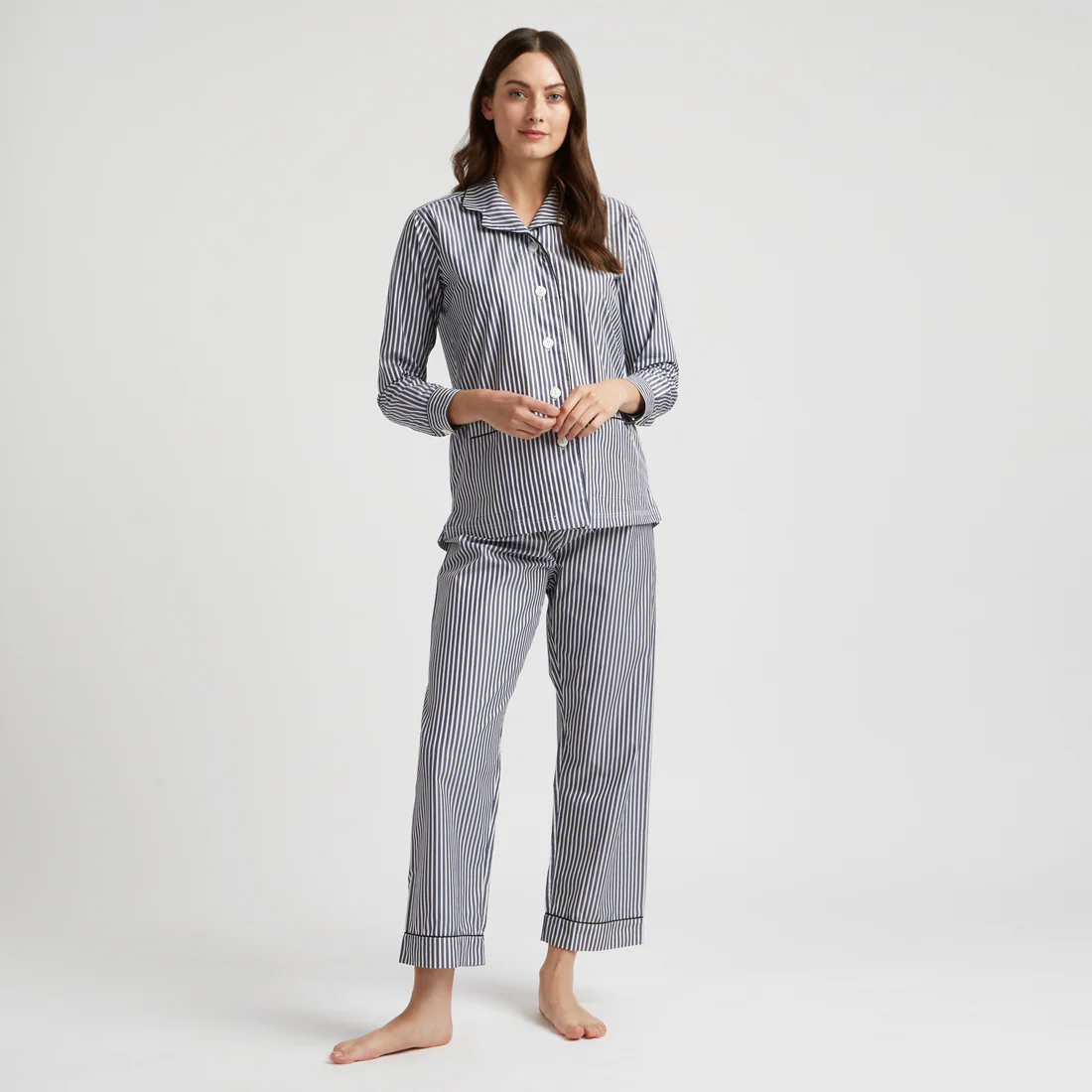 Exclusive Budd Stripe Women's Pyjamas in Navy - Image 7