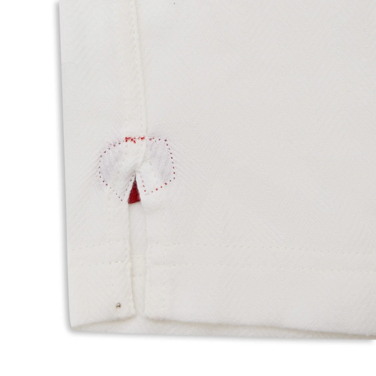 Exclusive Herringbone Cotton and Cashmere Women's Pyjamas in White and Red - Image 3