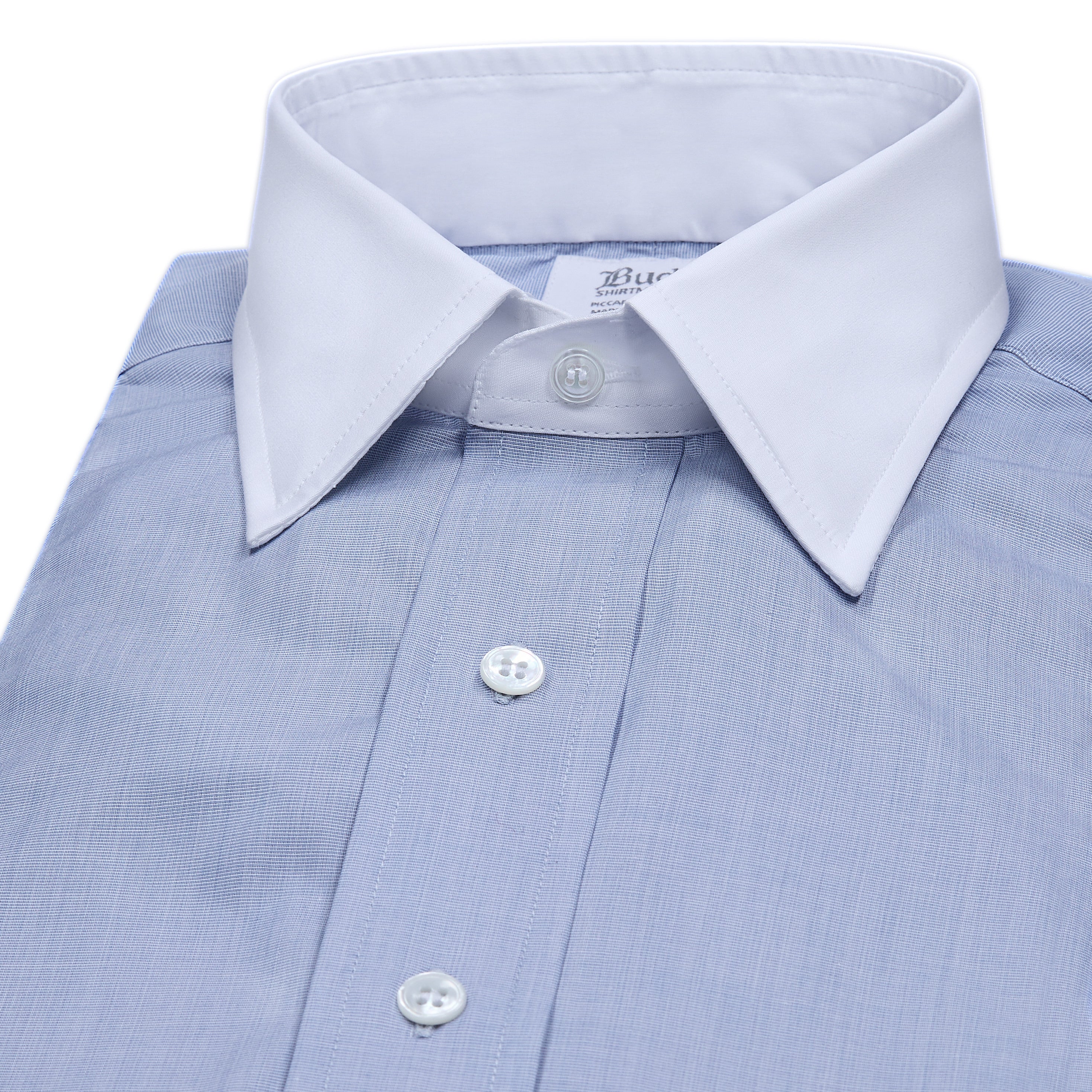 Exclusive Sea Island Cotton Classic Fit Winchester Shirt in Blue End on End - Image 2