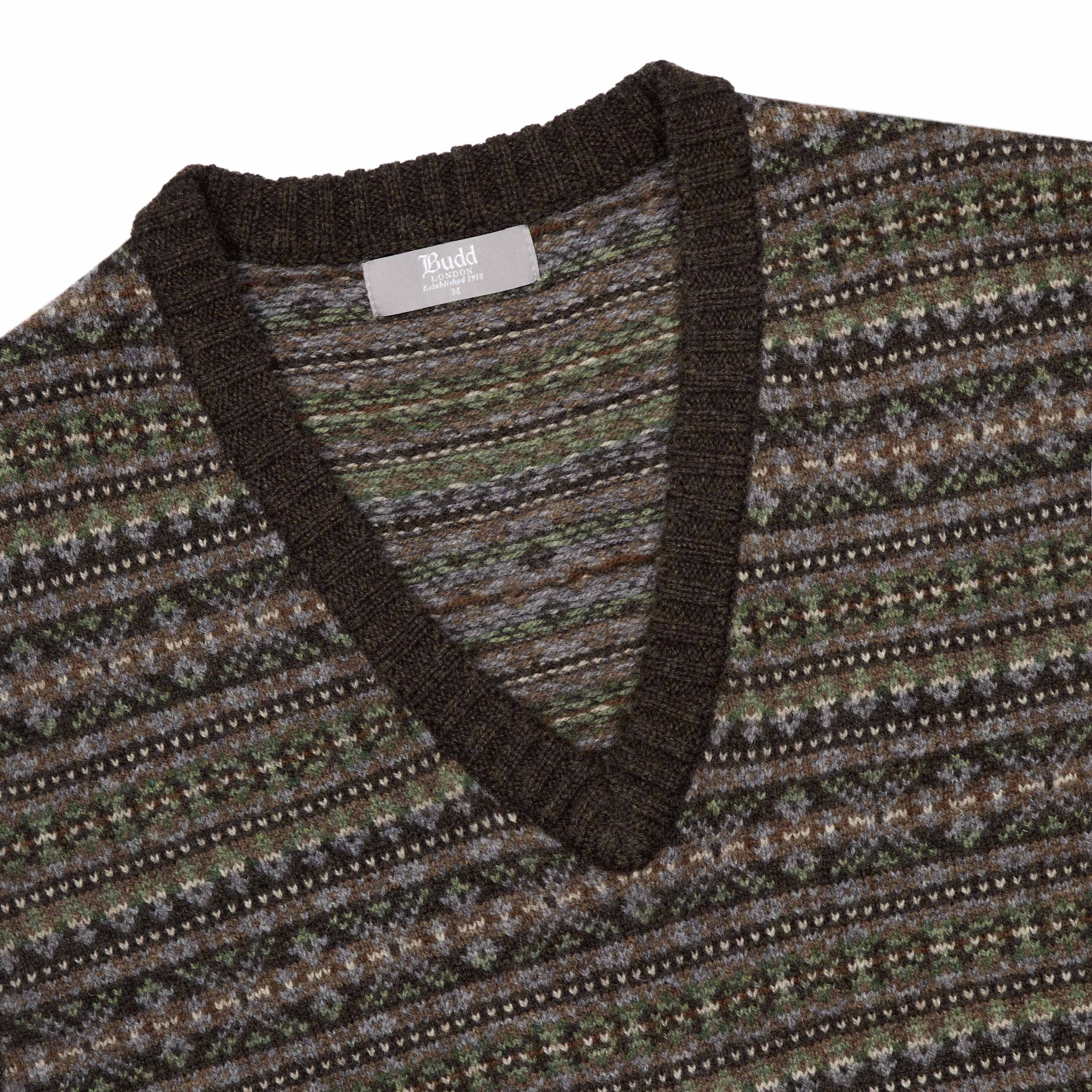 Fairisle Knitted Vest in Moss - Image 2