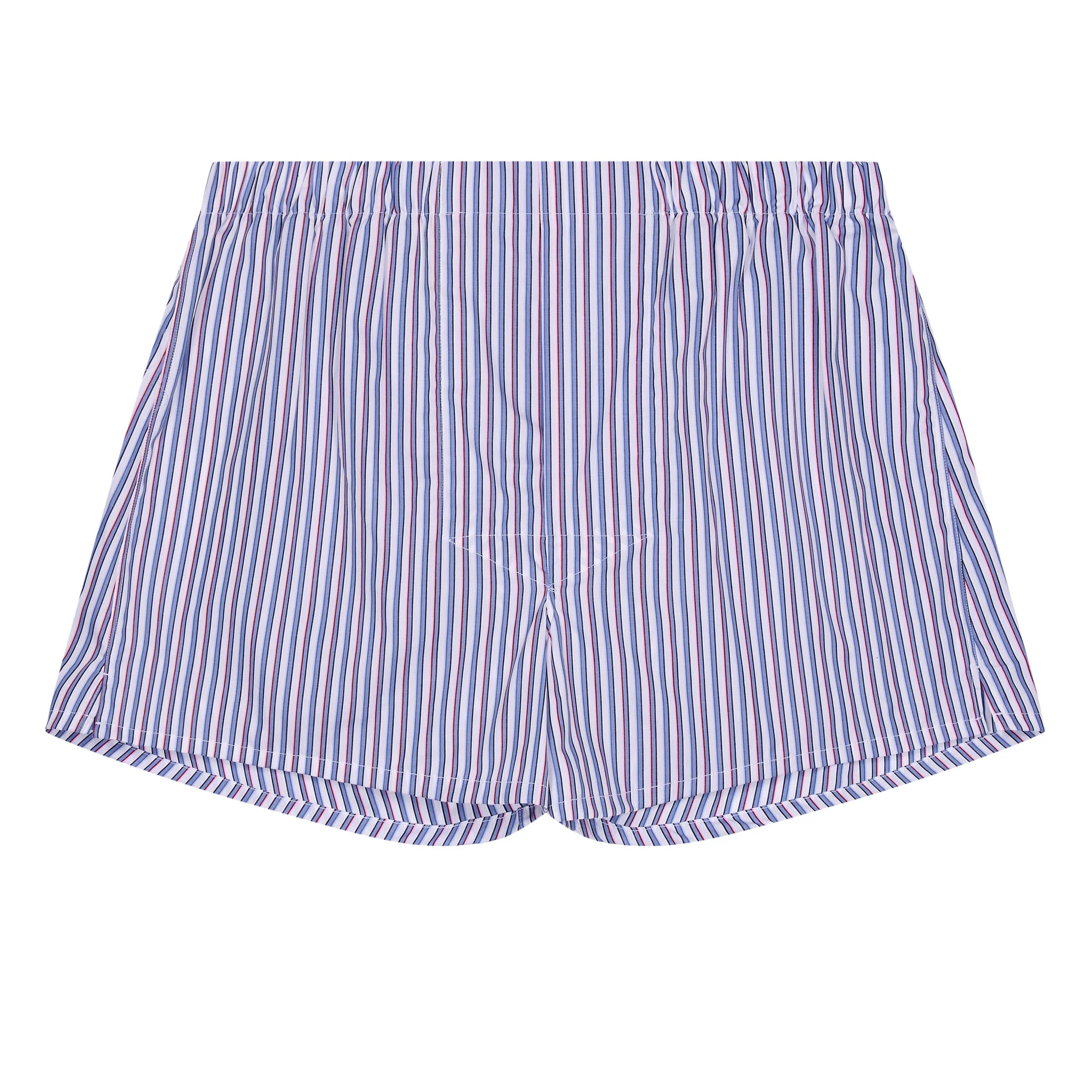Fancy Stripe Poplin Chairman Boxer Shorts in Blue and Red
