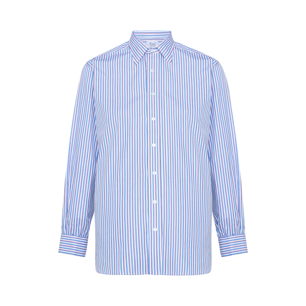 Fancy Stripe Poplin Classic Fit Double Cuff Shirt in Blue and Red - Image 4