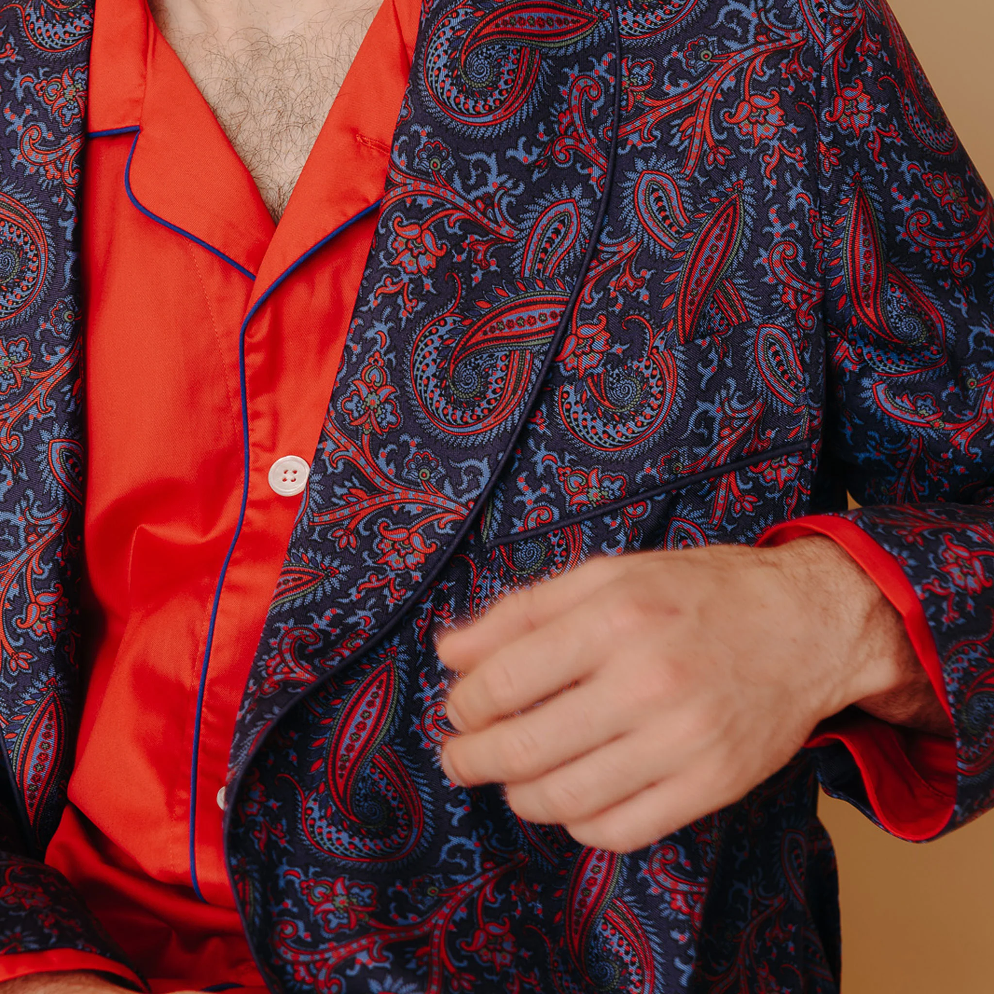 Men's Fine Twill Cotton Pyjamas in Cardinal Red - Image 5