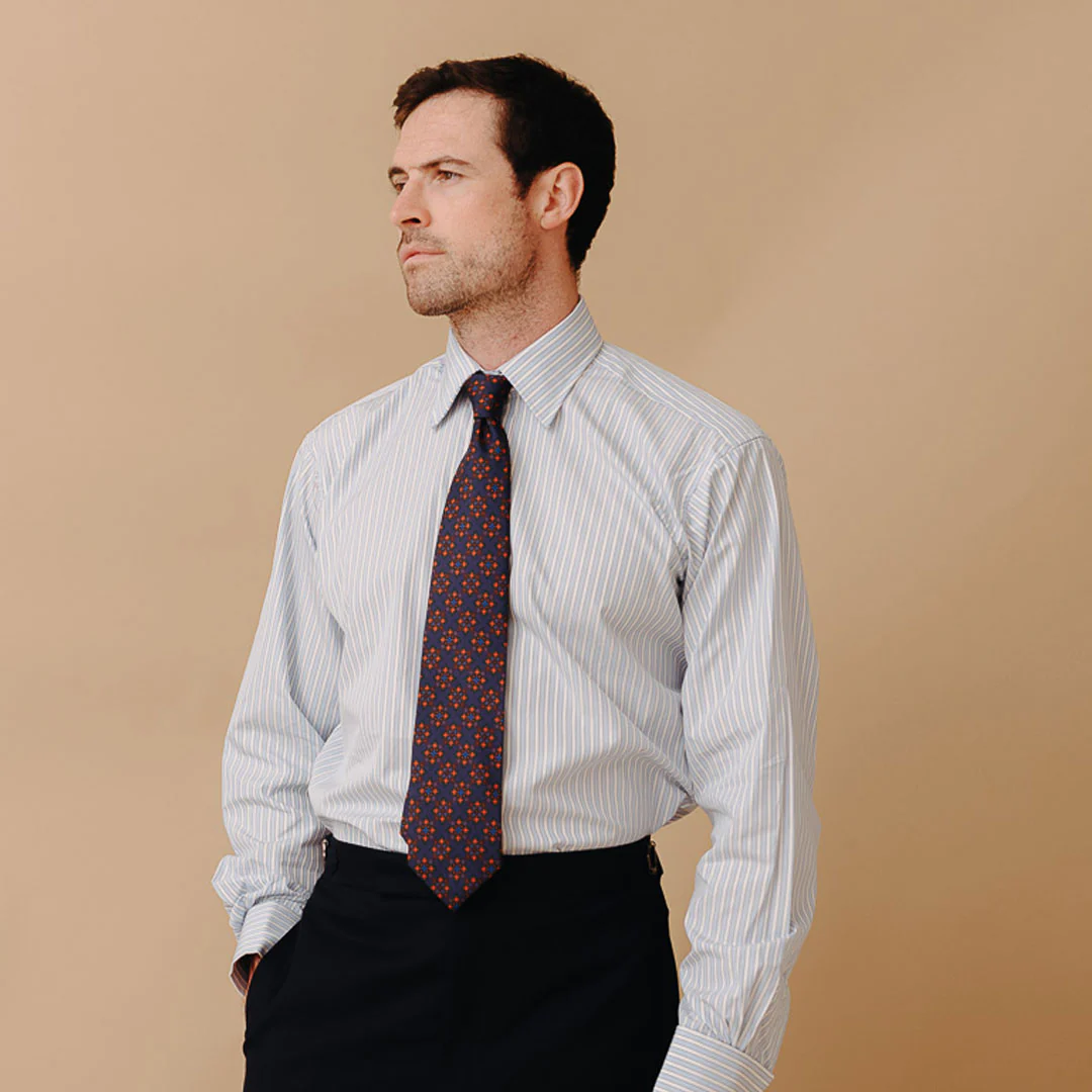 Geometric Motif Madder Silk Tie in Chestnut - Image 2