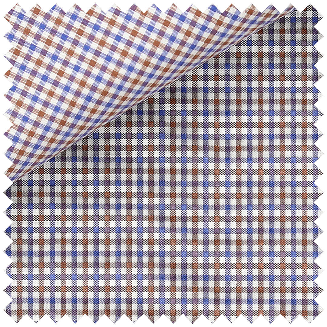 Gingham Multi Coloured Check in Brown and Blue - Image 2