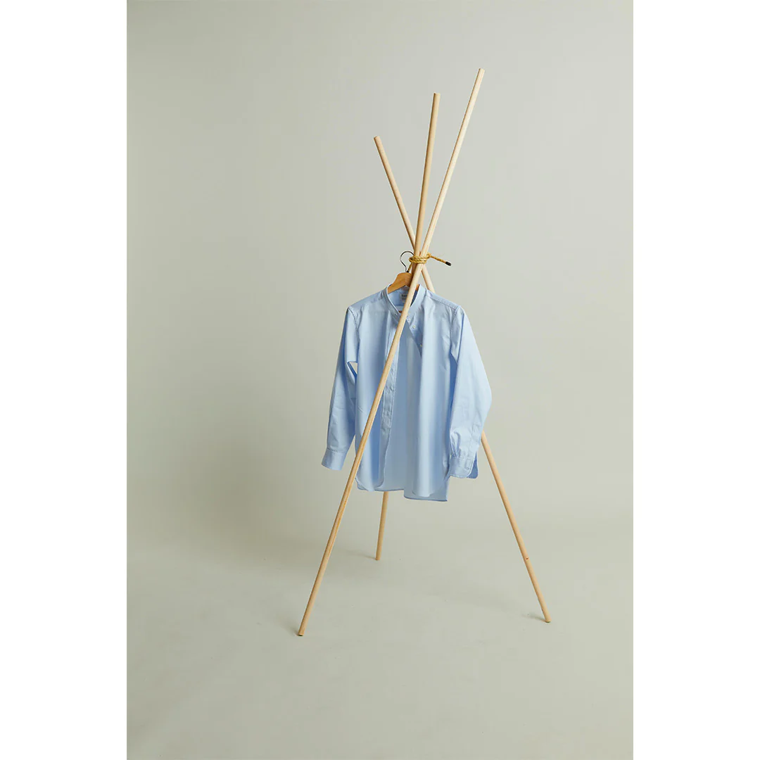 Grandad Pinpoint Button Cuff Shirt in Sky Blue - Image 3
