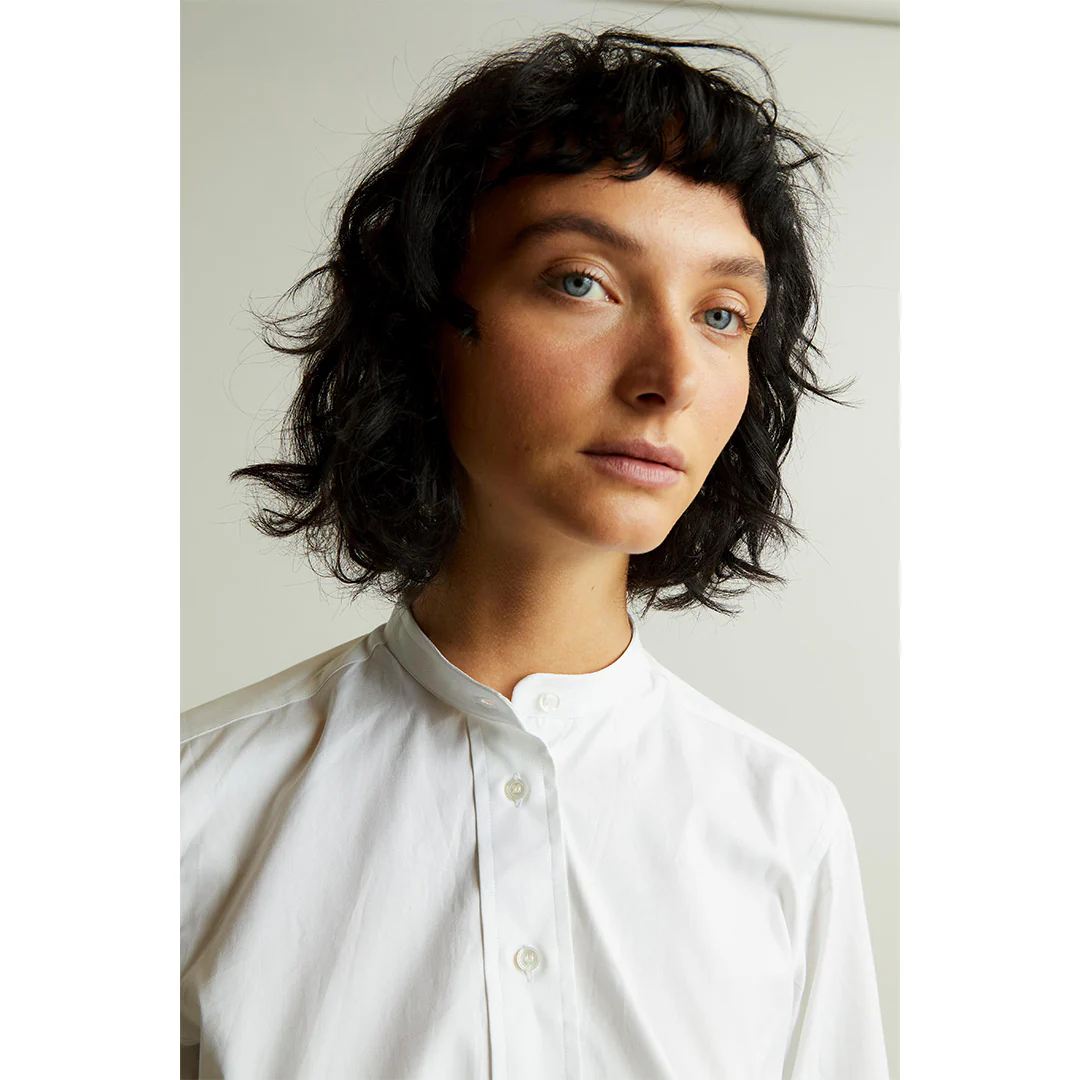 Grandad Pinpoint Button Cuff Shirt in White - Image 4