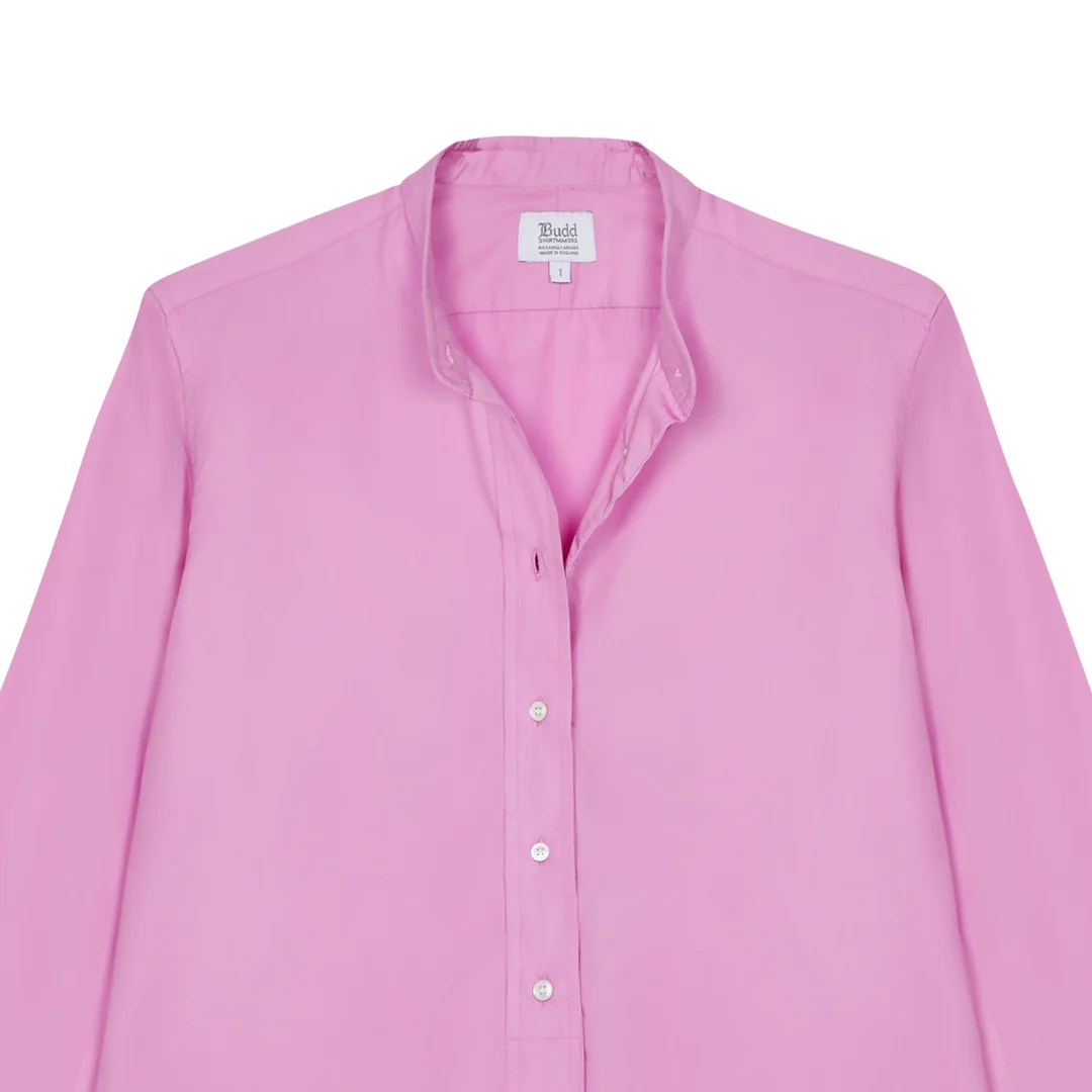 Grandad Superpoplin Button Cuff Shirt in Sugar Pink - Image 2