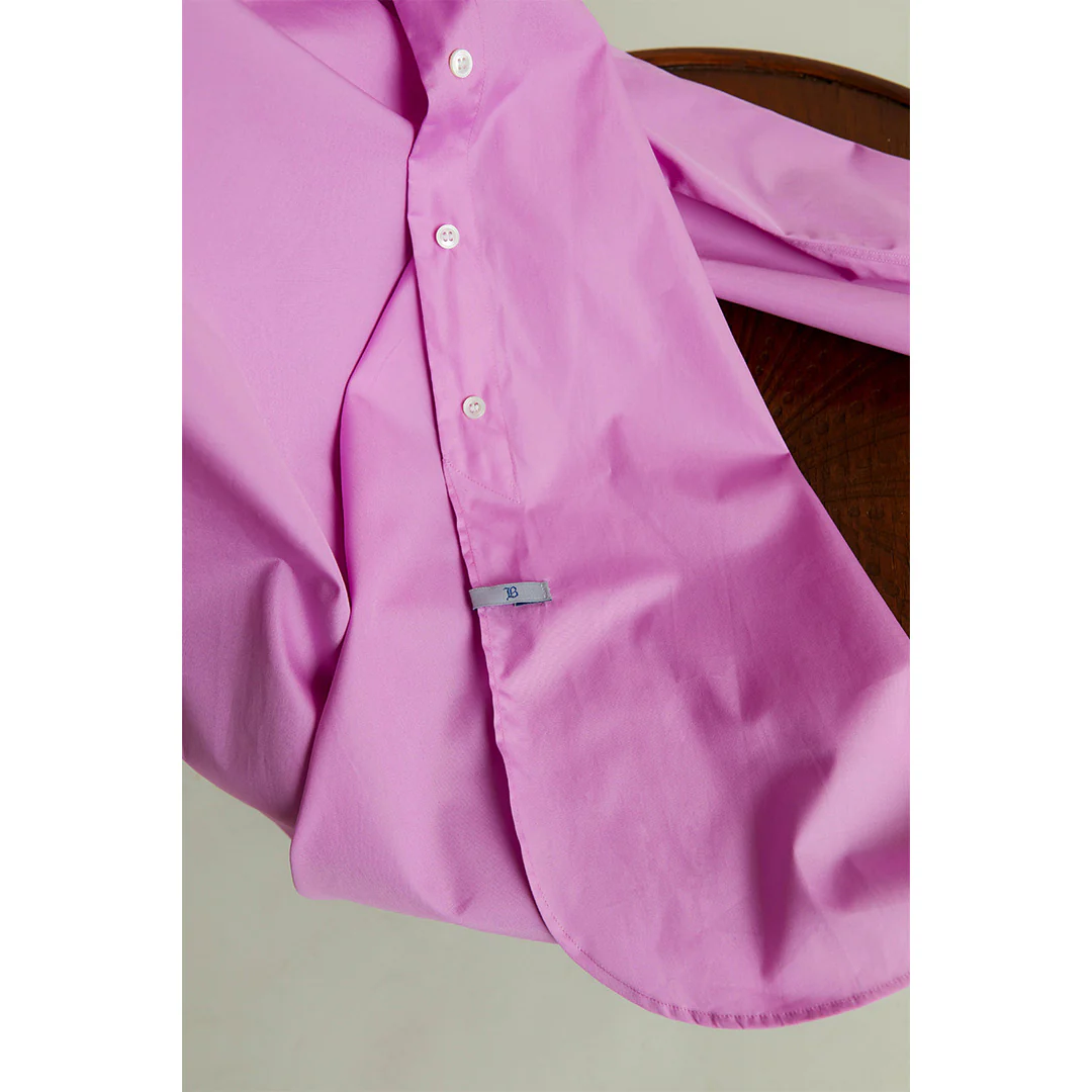 Grandad Superpoplin Button Cuff Shirt in Sugar Pink - Image 4