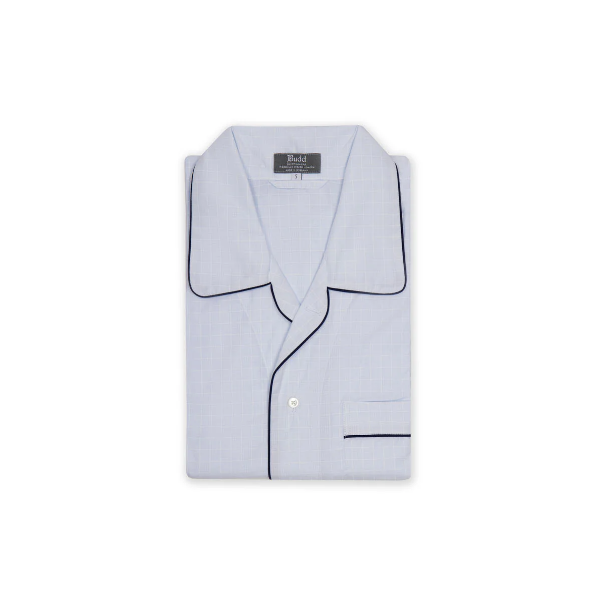 Grid Check Cotton Nightshirt in Blue and Navy - Image 2