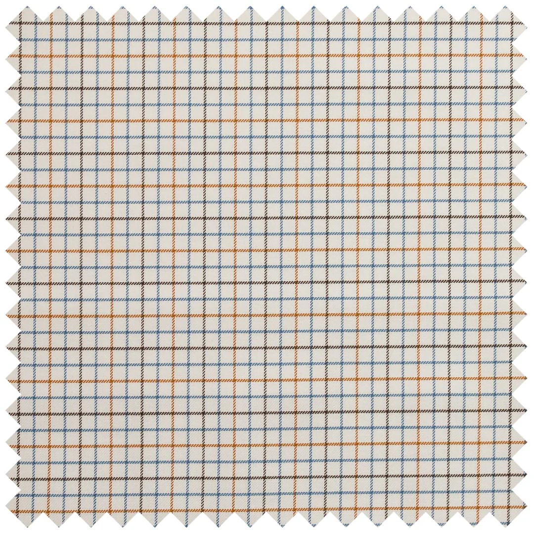 Grid Check Flanello in Navy, Blue, Ochre and Black