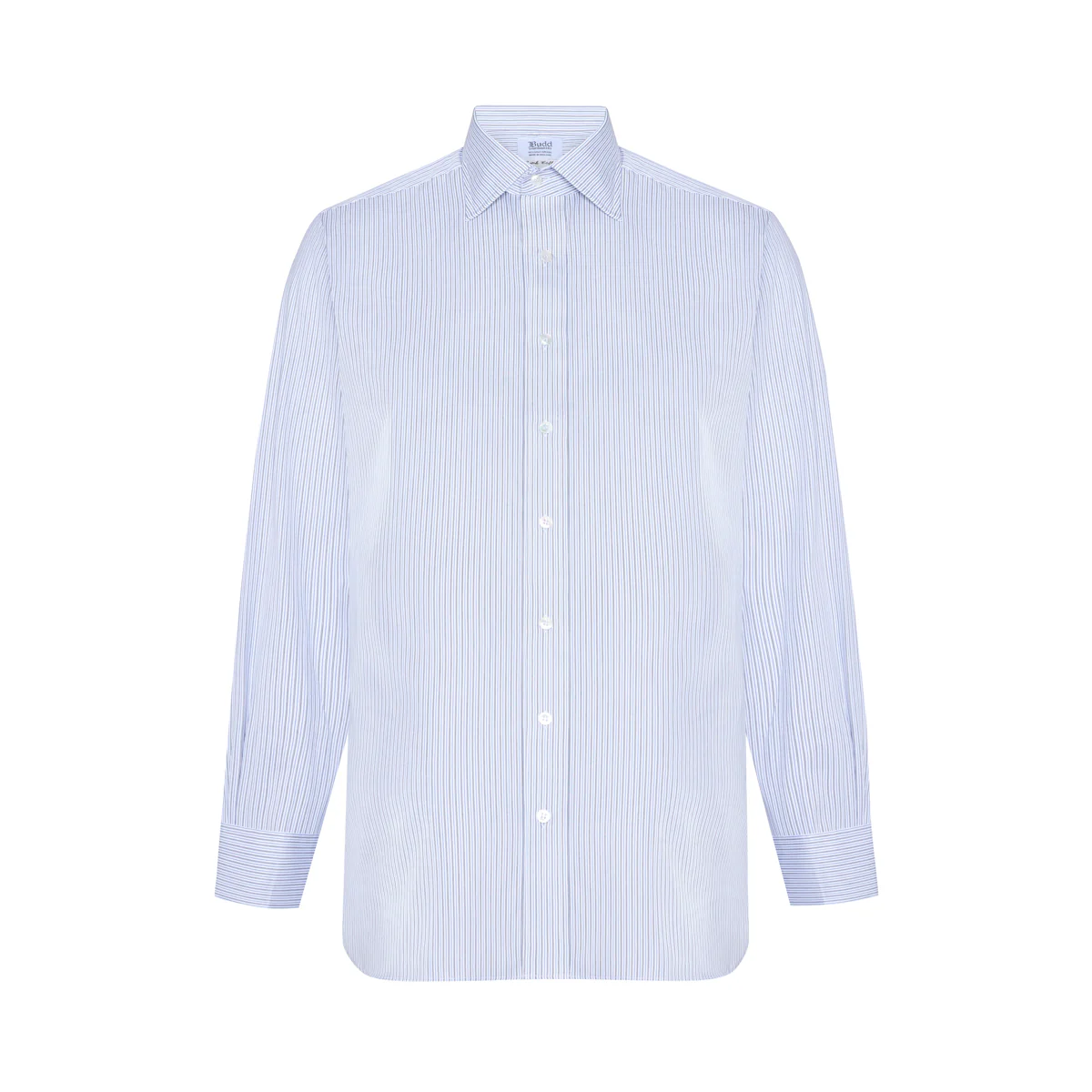 Hairline Stripe Superpoplin Bank Classic Fit Double Cuff Shirt in Blue - Image 3