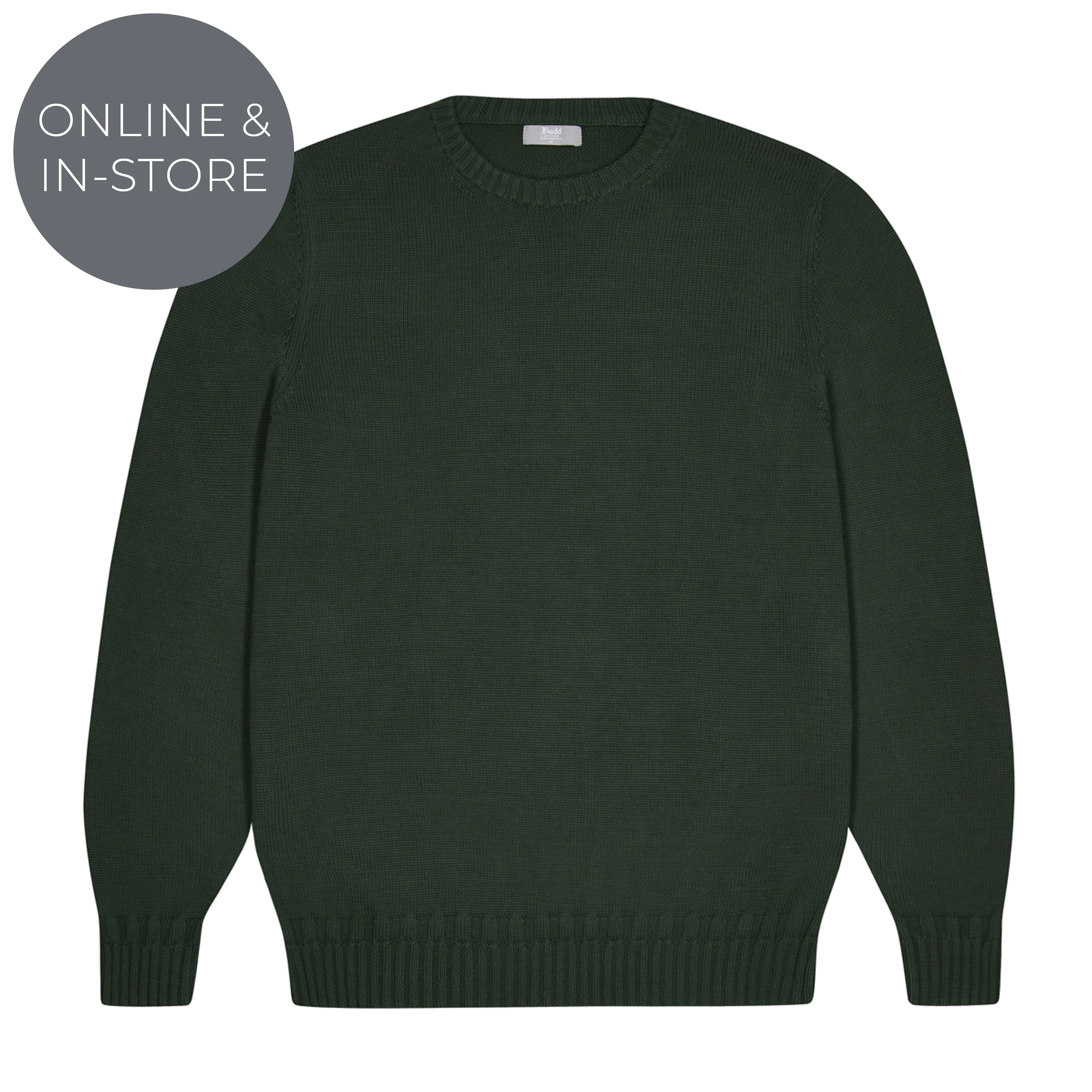 Hayle Cotton Relaxed Knit Crew Neck Jumper in Charleston Green