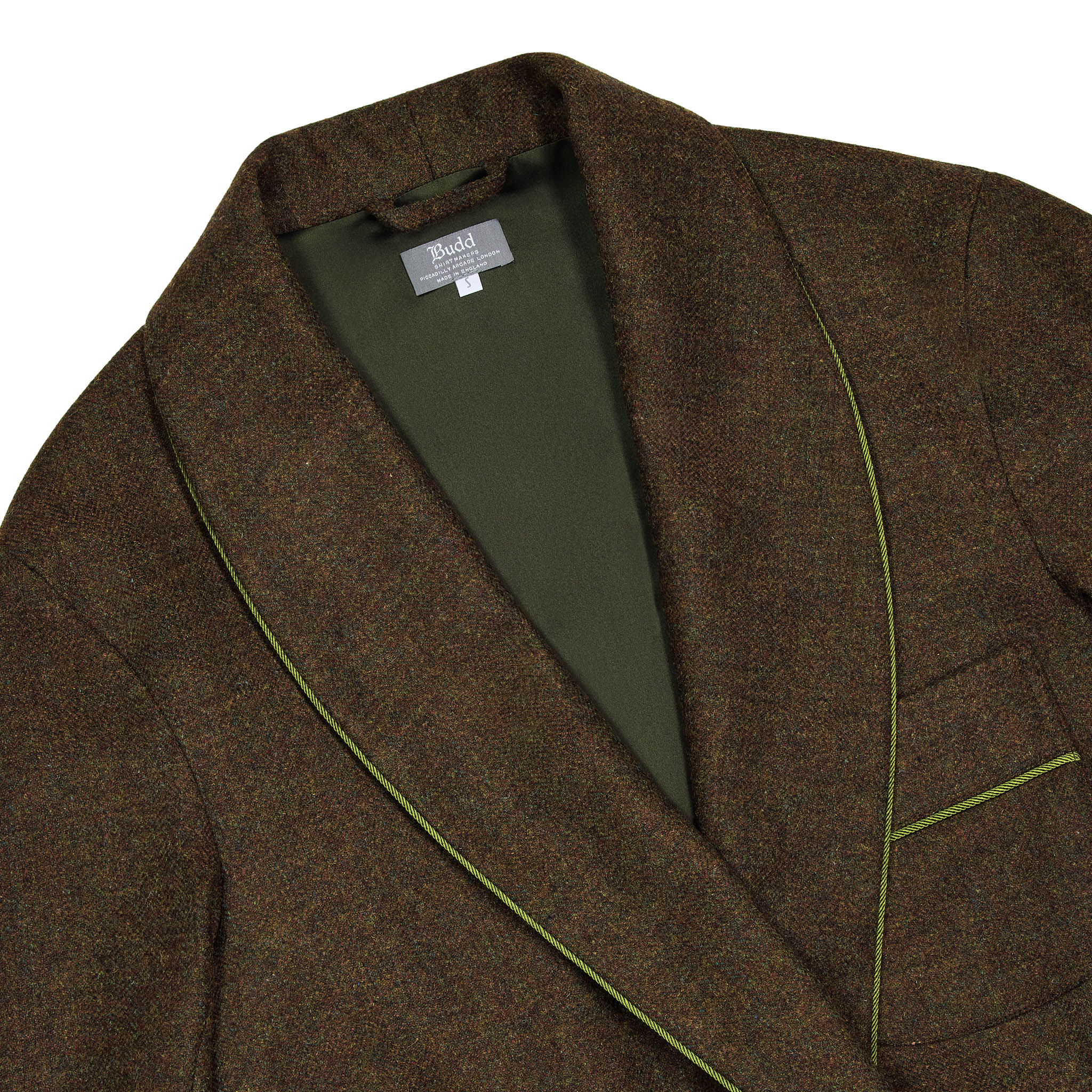 Heritage Tweed Silk Lined Dressing Gown in Chestnut Brown - Image 3