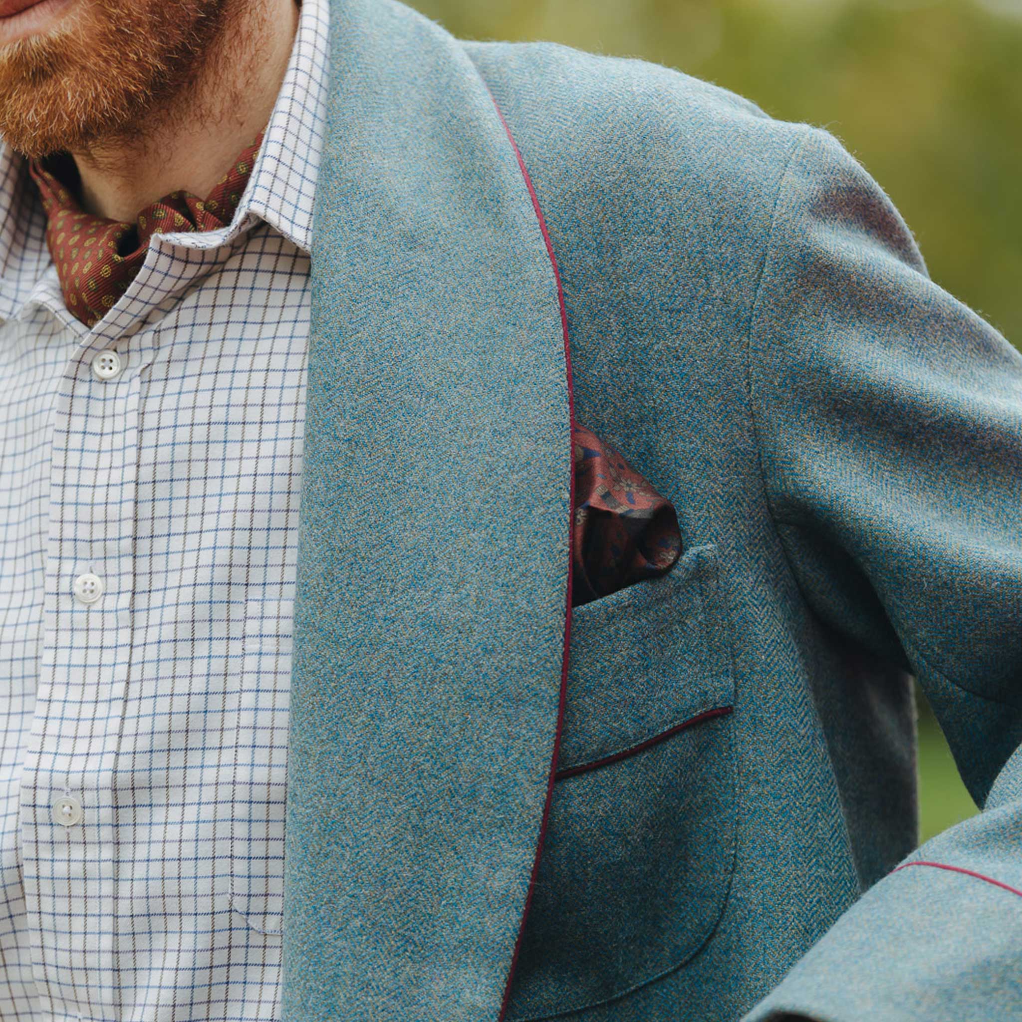 Heritage Tweed Silk Lined Dressing Gown in Lovat Blue - Image 4