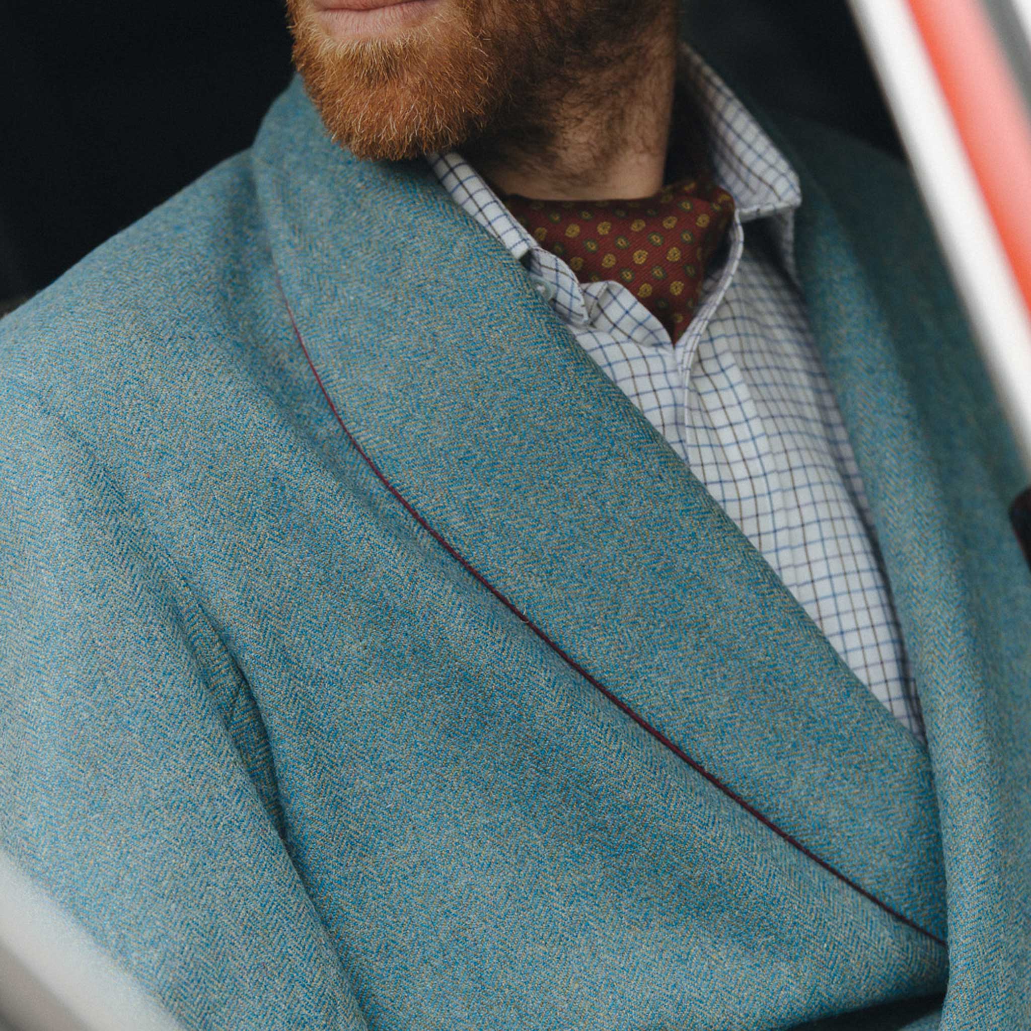 Heritage Tweed Silk Lined Dressing Gown in Lovat Blue - Image 6