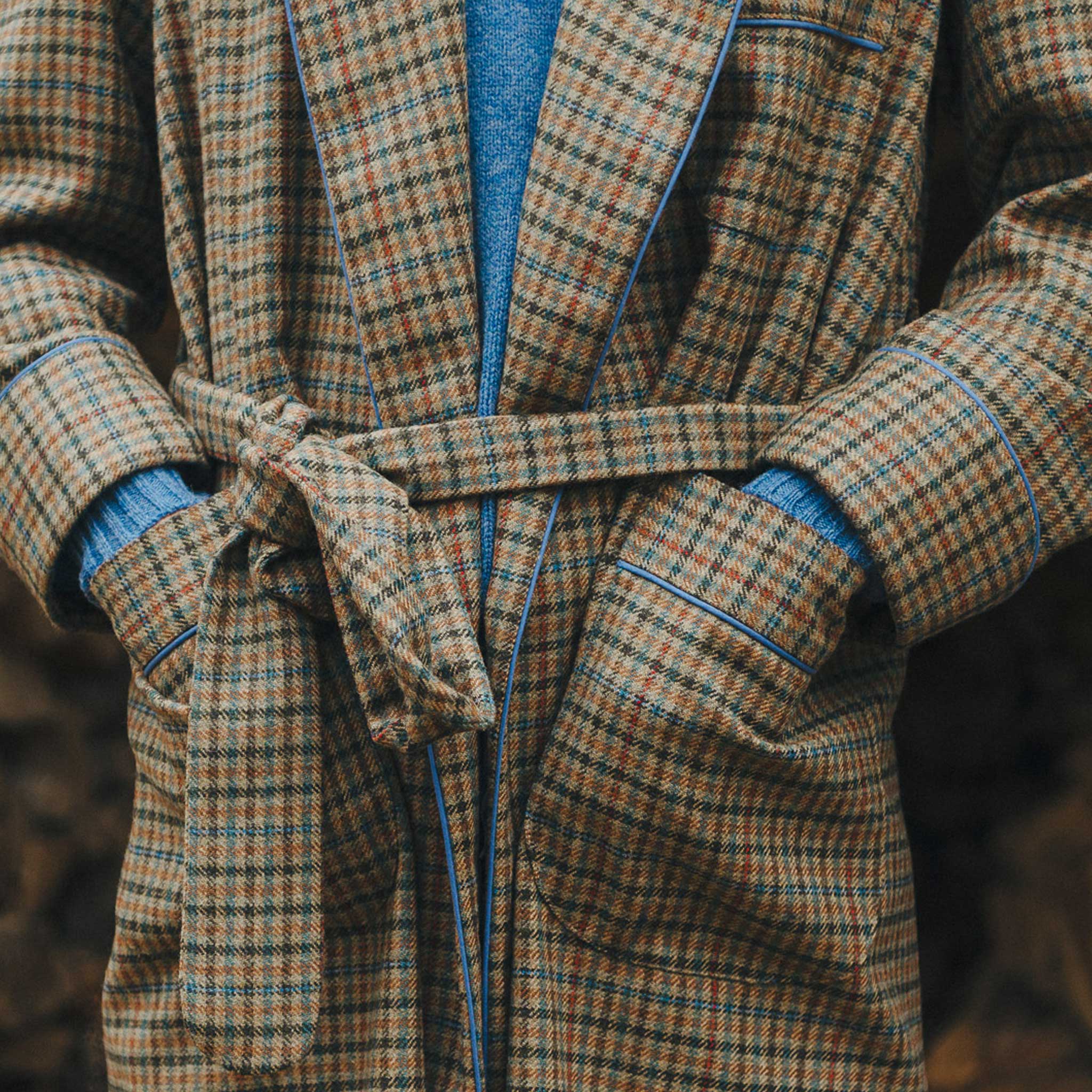 Heritage Tweed Silk Lined Dressing Gown in Rustic Check - Image 6
