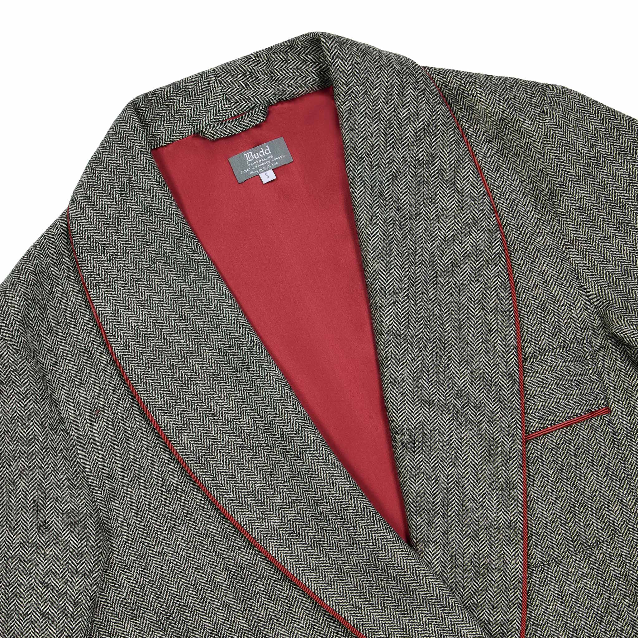 Heritage Tweed Silk Lined Dressing Gown in Smoke Grey - Image 3