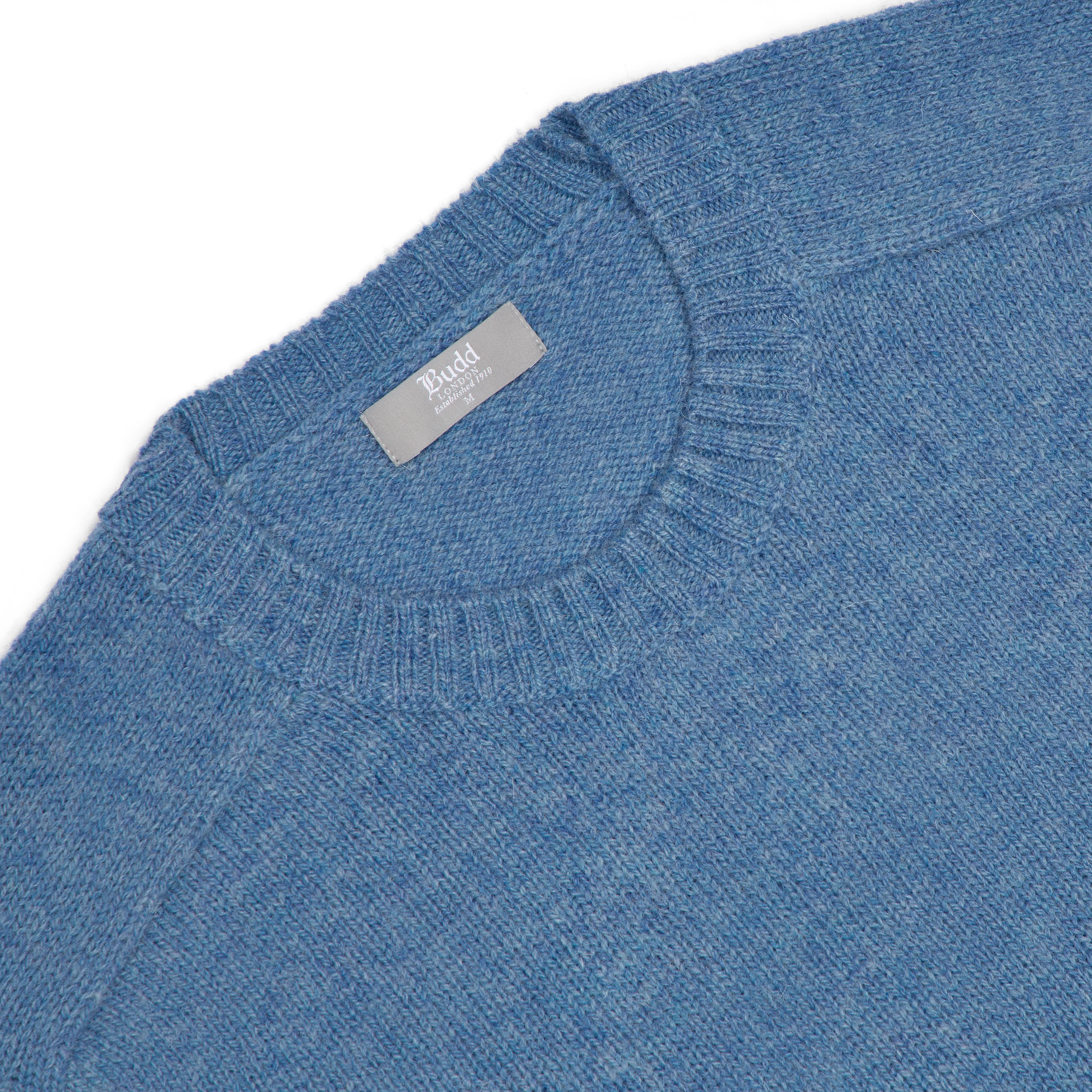 Hillswick Brushed Shetland Crew Neck Jumper in Nordic Blue - Image 3