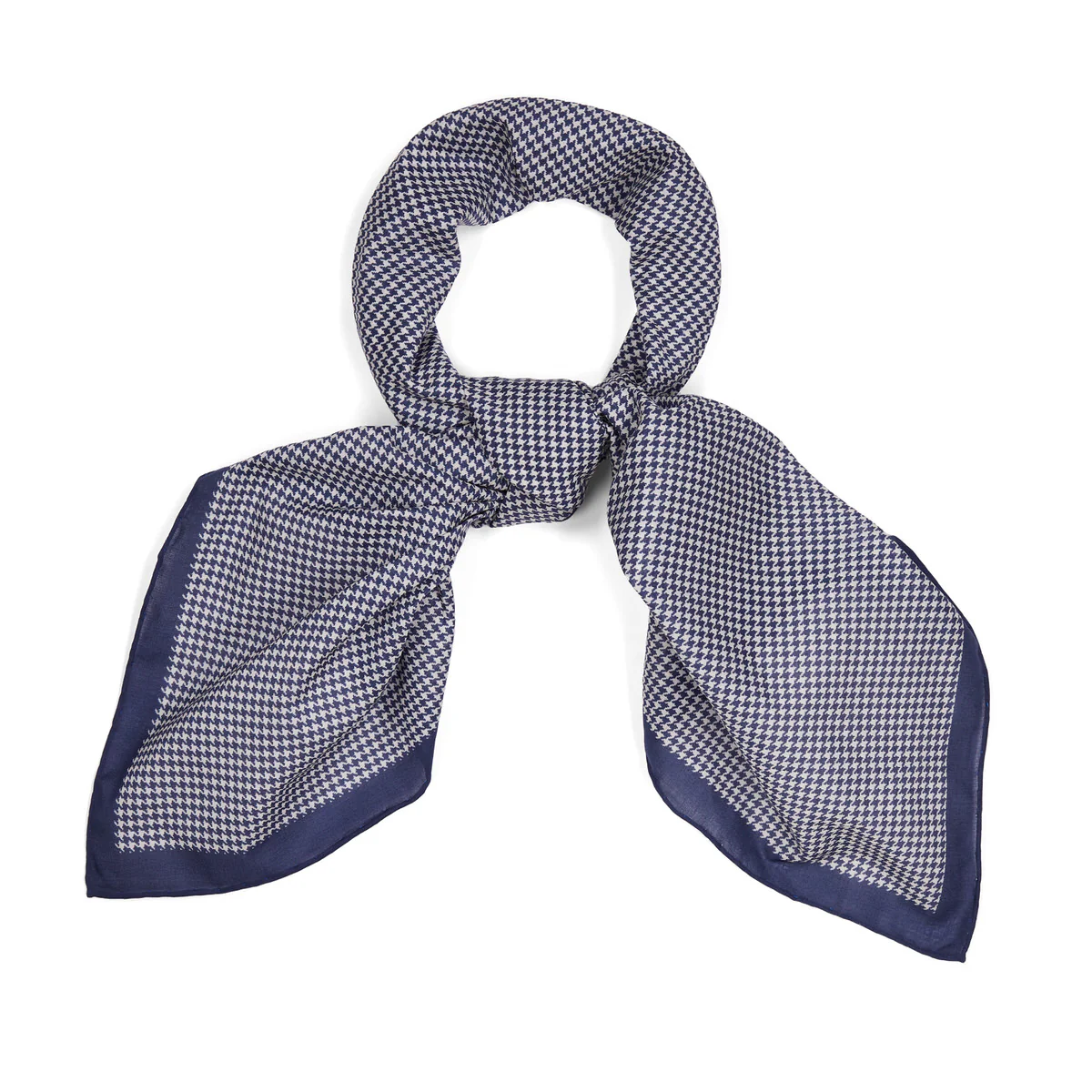 Houndstooth Cotton Lawn Neckerchief in Navy - Image 2