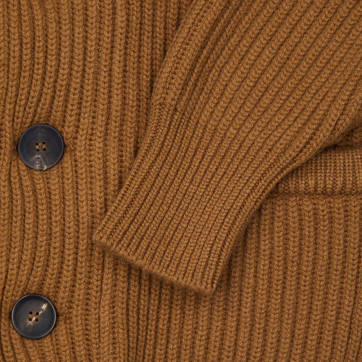 Huntley Cashmere Shawl Neck Ribbed Cardigan in Vintage Vicuna - Image 4