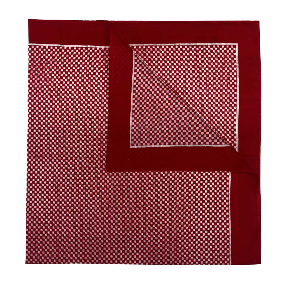 Italian Cotton Dice Check Handkerchief in Red