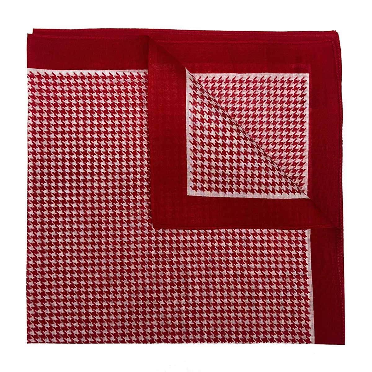Italian Cotton Dogtooth Handkerchief in Red