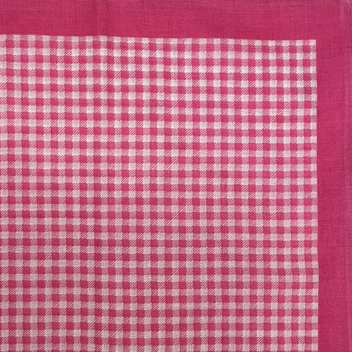 Italian Cotton Large Gingham Handkerchief in Bubblegum - Image 2