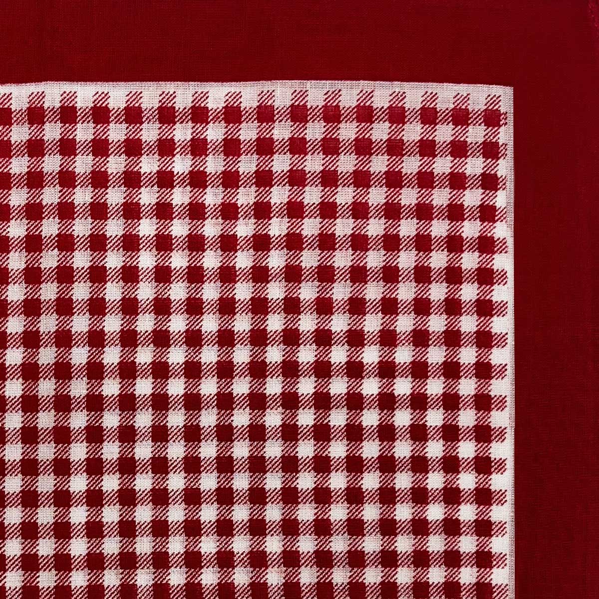 Italian Cotton Gingham Check Handkerchief in Red - Image 2