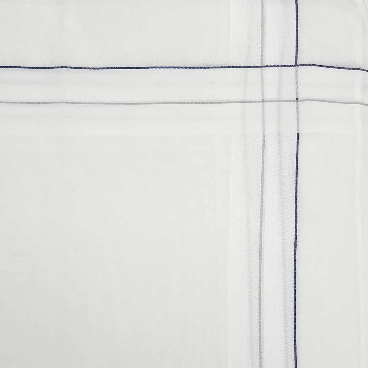 Italian Cotton Hand Stitched Border Handkerchief in Navy - Image 2