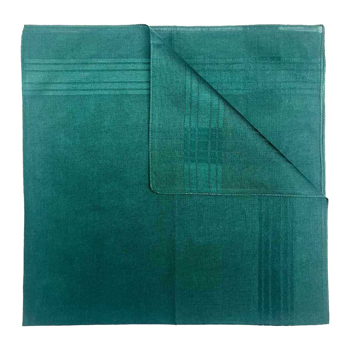 Italian Cotton Satin Border Bandana Handkerchief in Bottle Green