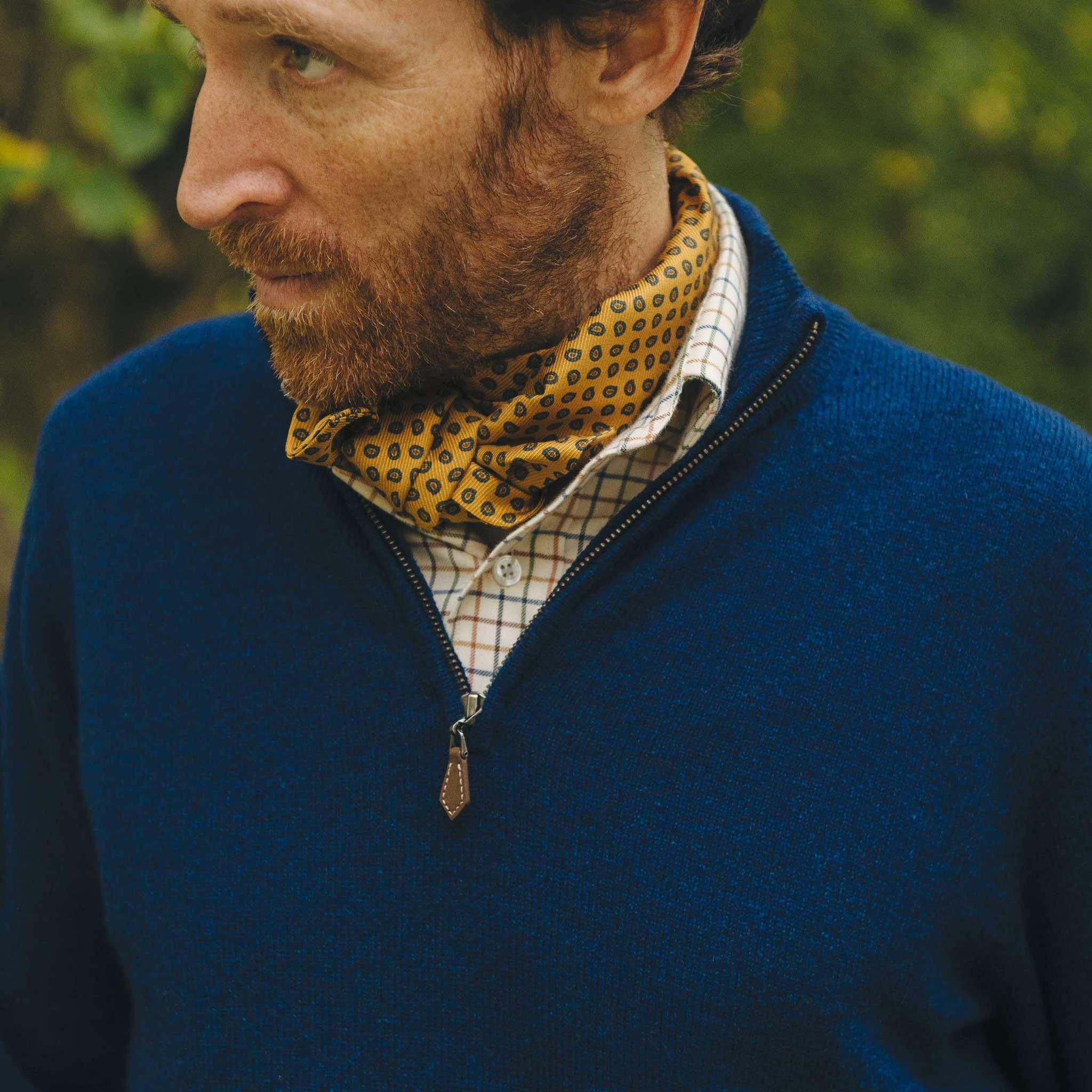 Kinloss Lambswool Quarter Zip Jumper in Cobalt Blue - Image 5
